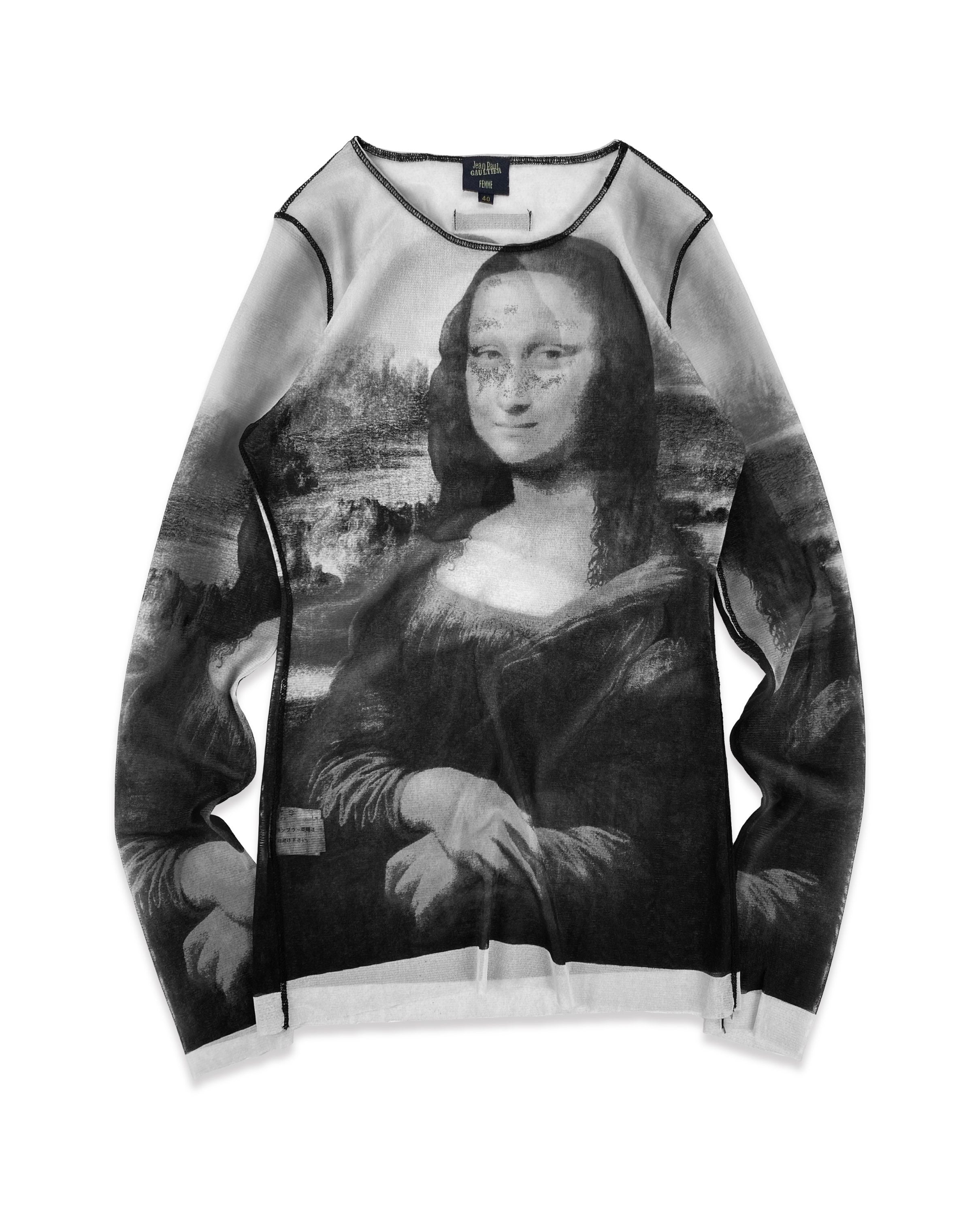 SS95 Jean Paul Gaultier ‘Mona Lisa’ Mesh Tattoo Longsleeve Shirt