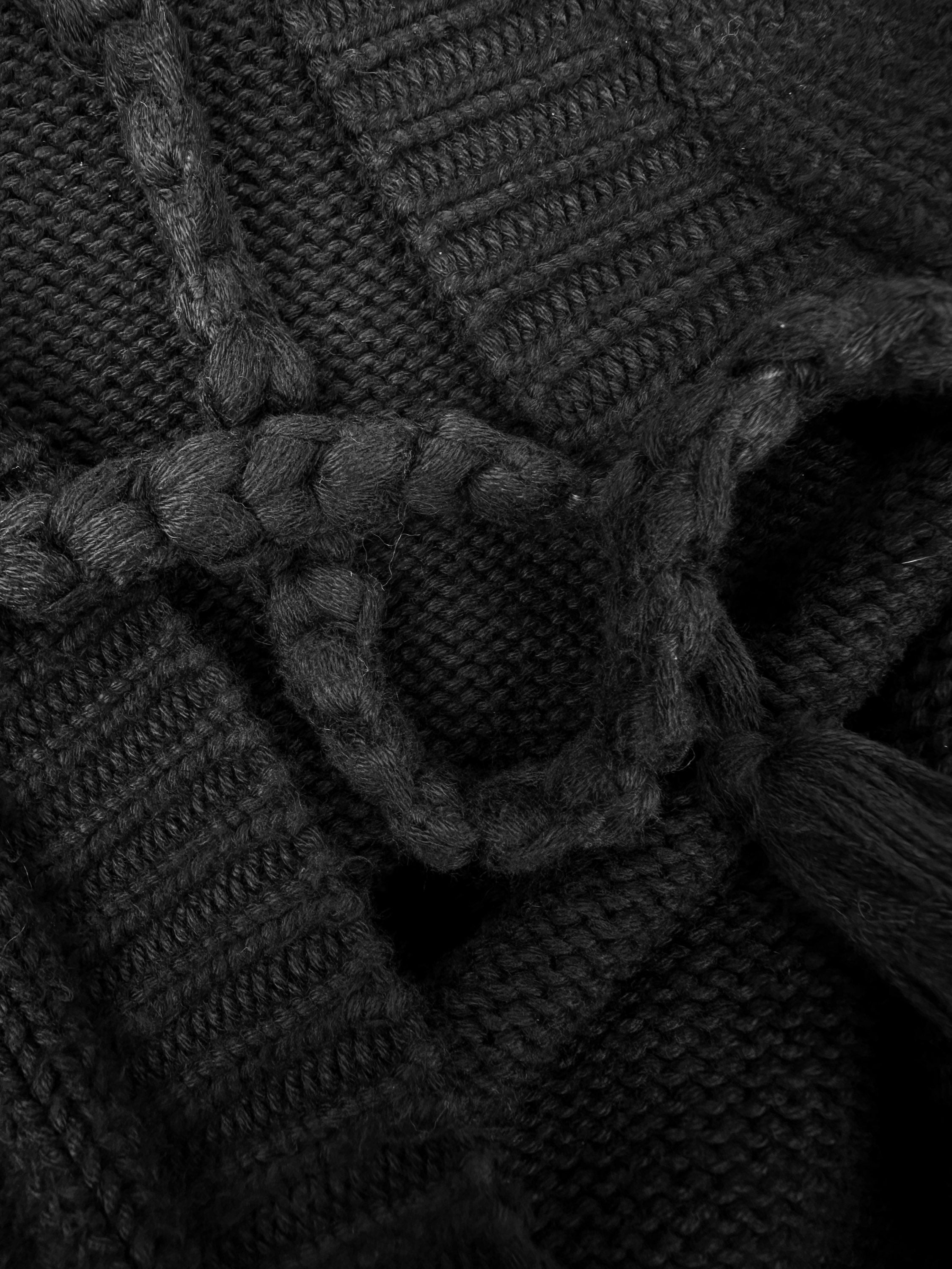 00s Number (N)ine Black Knitted ‘Rope Belt’ Full Length Cardigan
