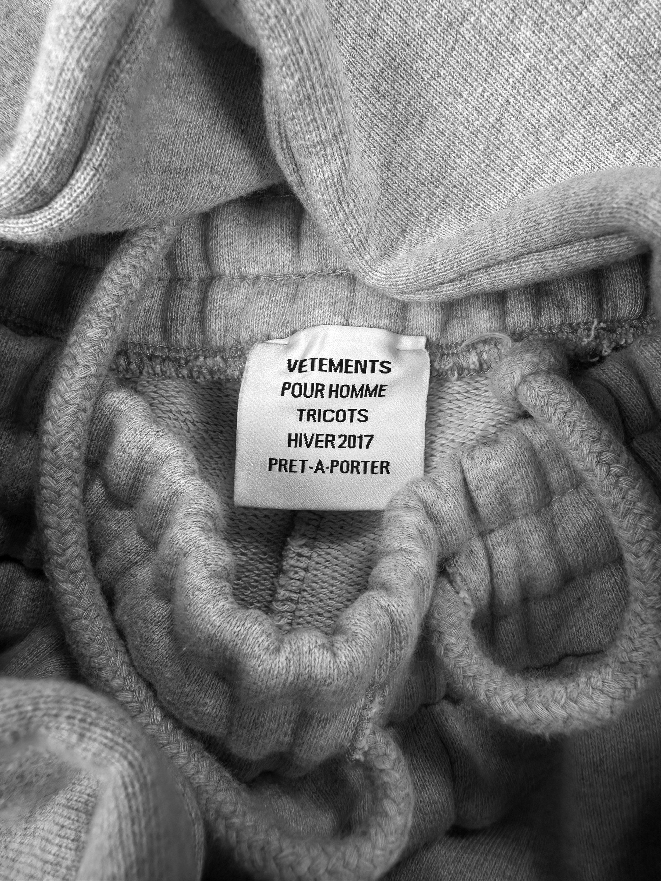 AW17 Vetements ‘Stencil Logo’ Heather Grey Elasticated Sweat Pants