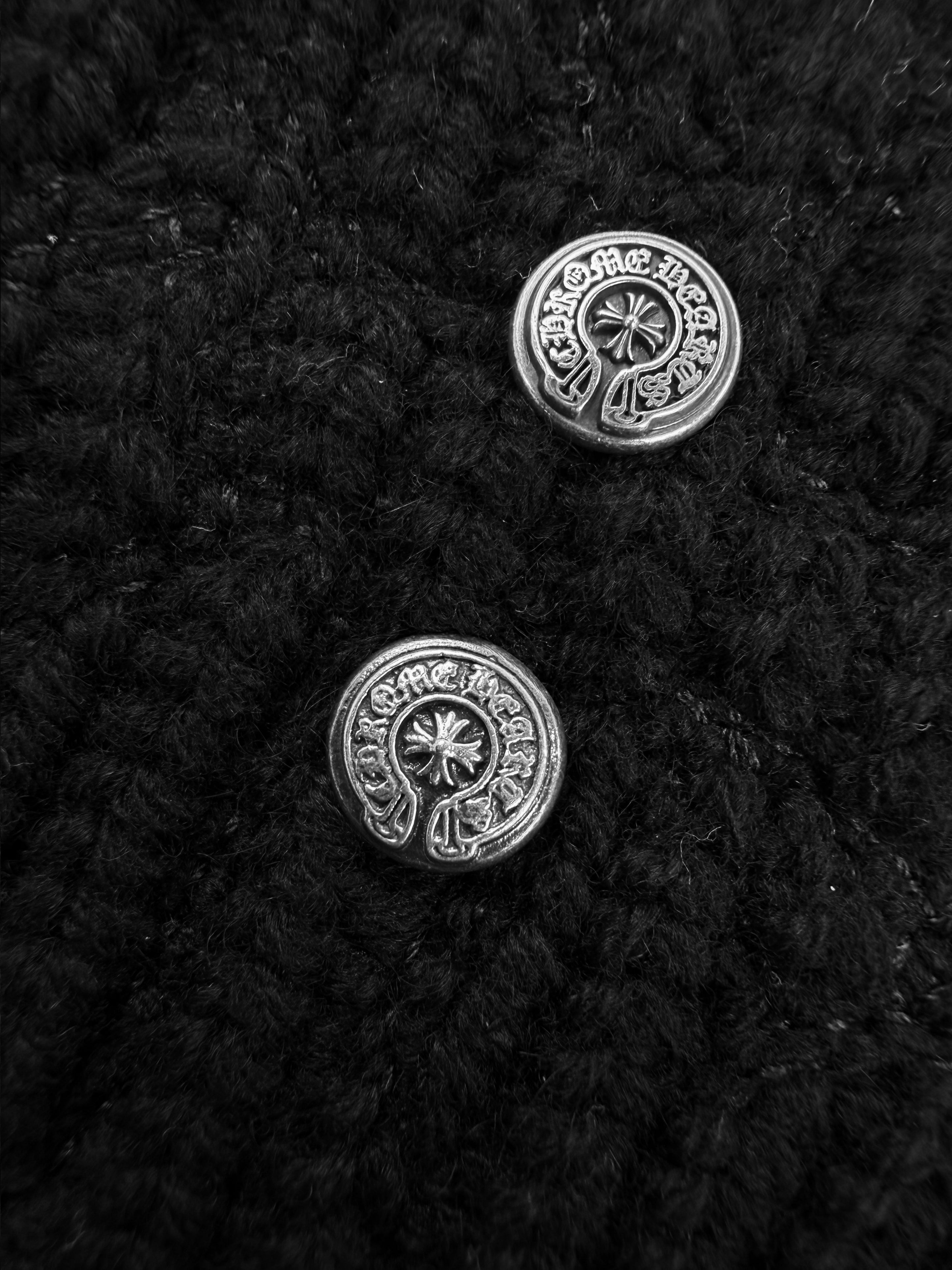 Chrome Hearts Triple Leather Cross Patch Silver Pendant Ribbed Black Beanie