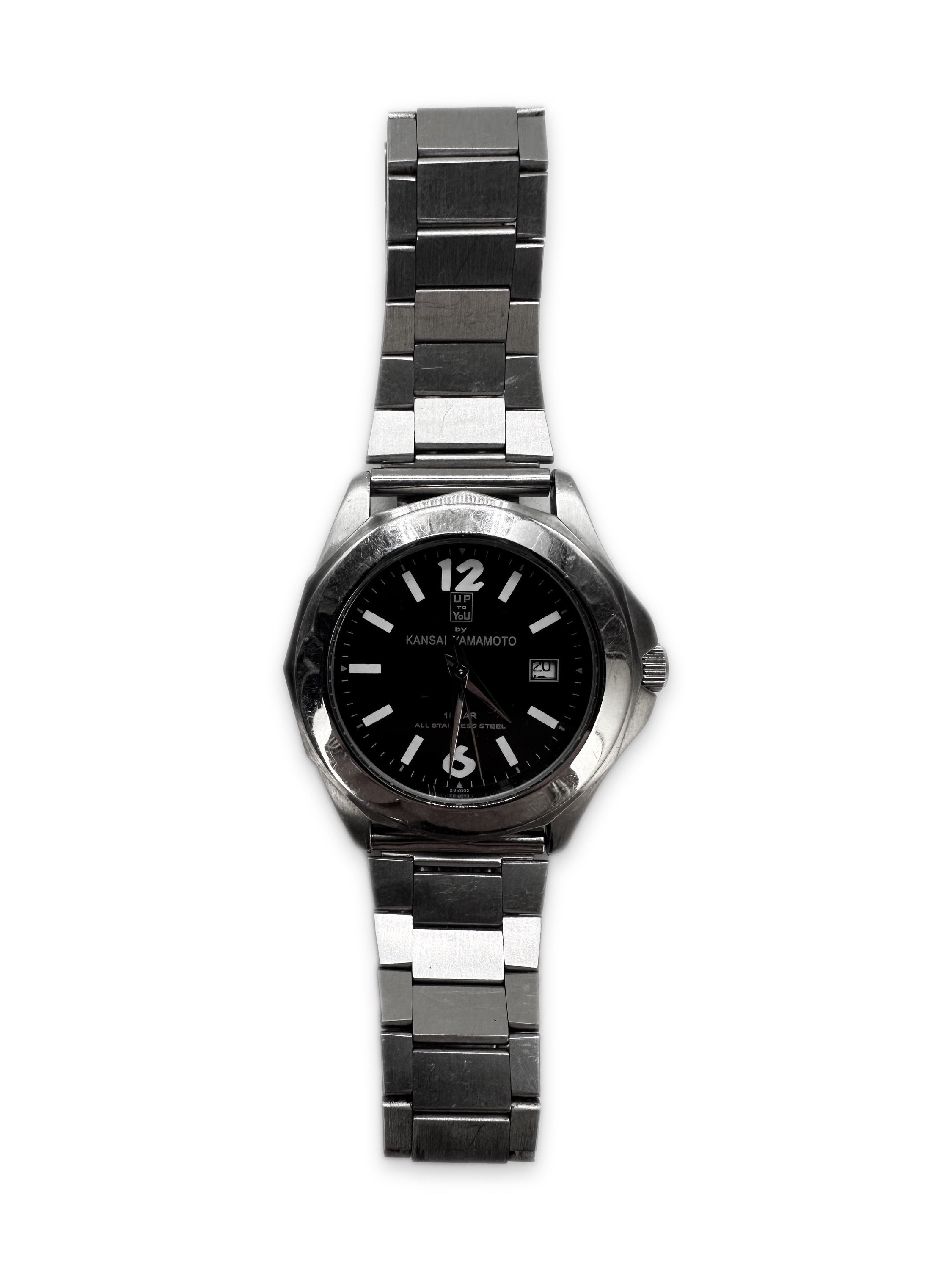 00s Kansai Yamamoto Stainless Steel Rounded Face Wristwatch