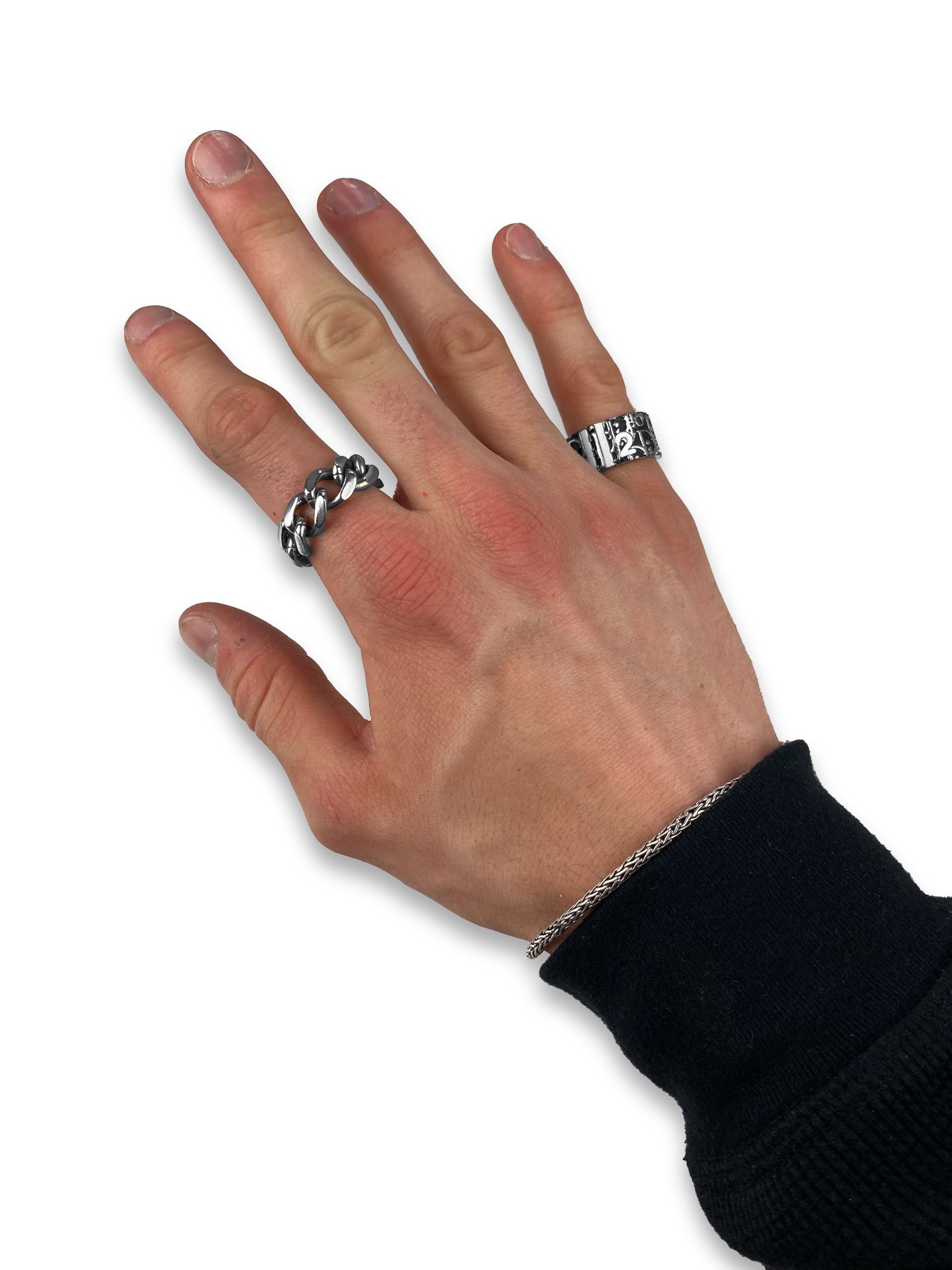 00s Dior ‘2’ Black Trotter Monogram Silver Ring