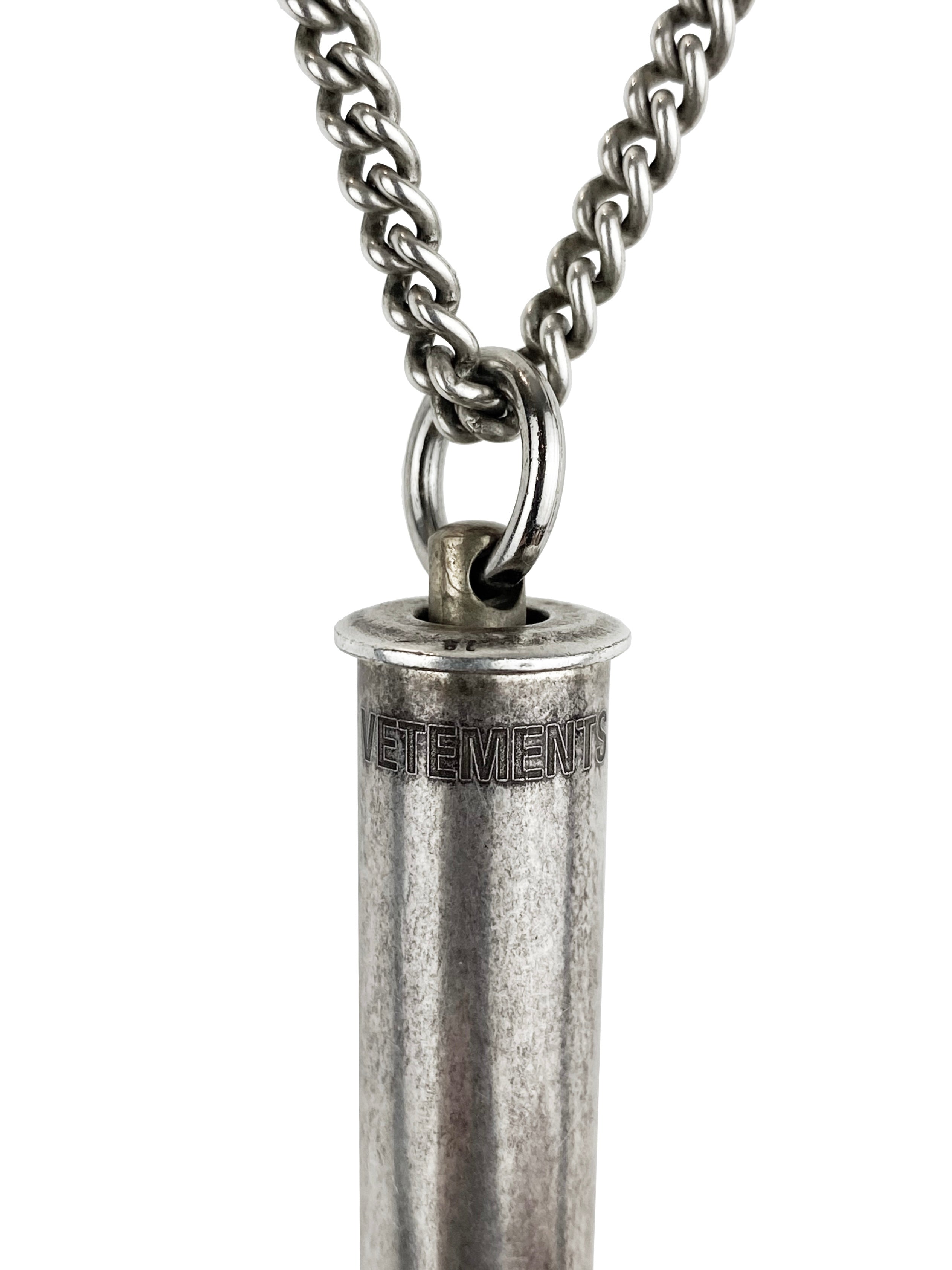 SS19 Vetements Silver Bullet Ruby Tip Cuban Link Necklace