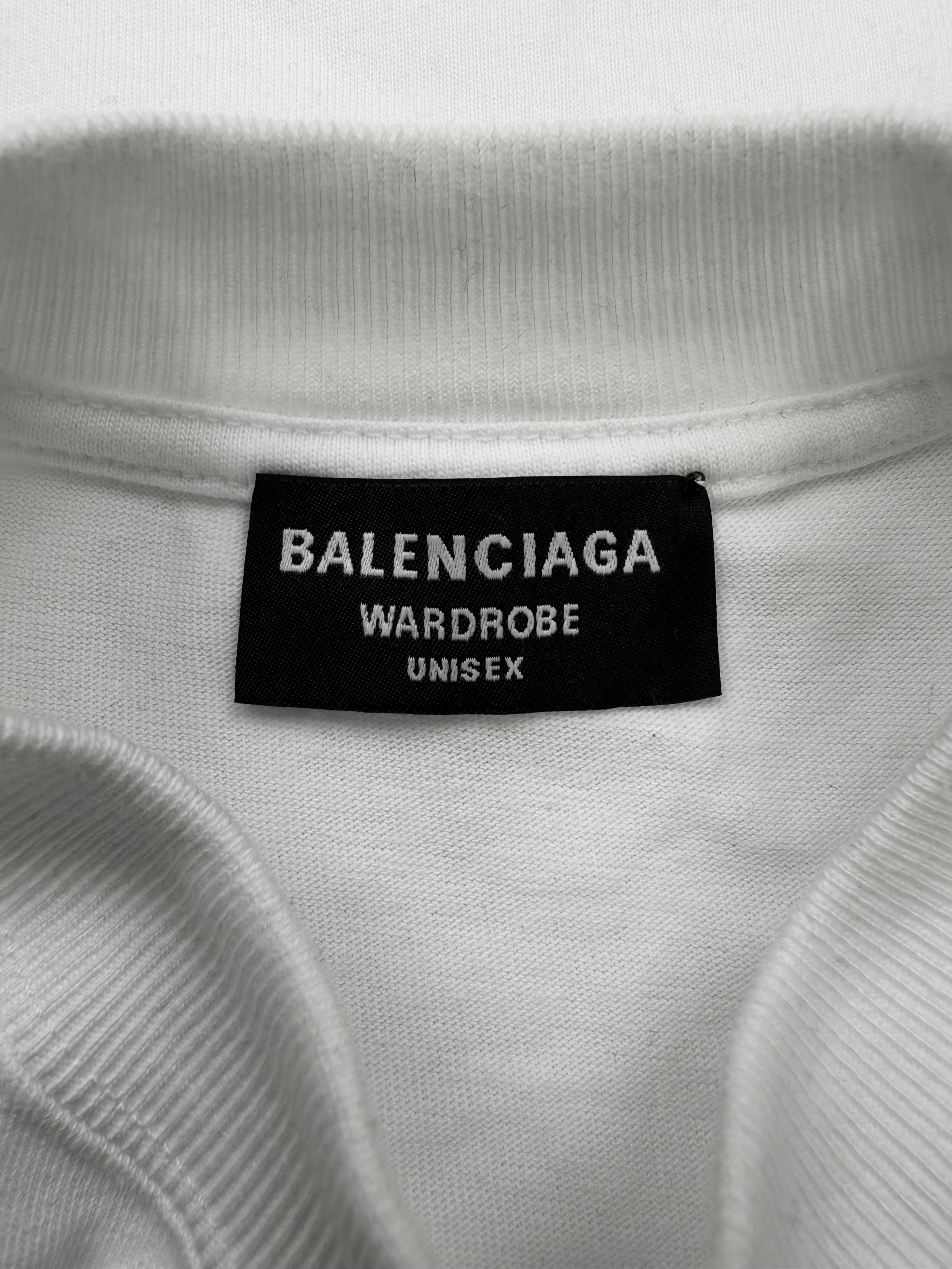 AW21 Balenciaga ‘Paris’ Collegiate Logo White Cropped T-Shirt