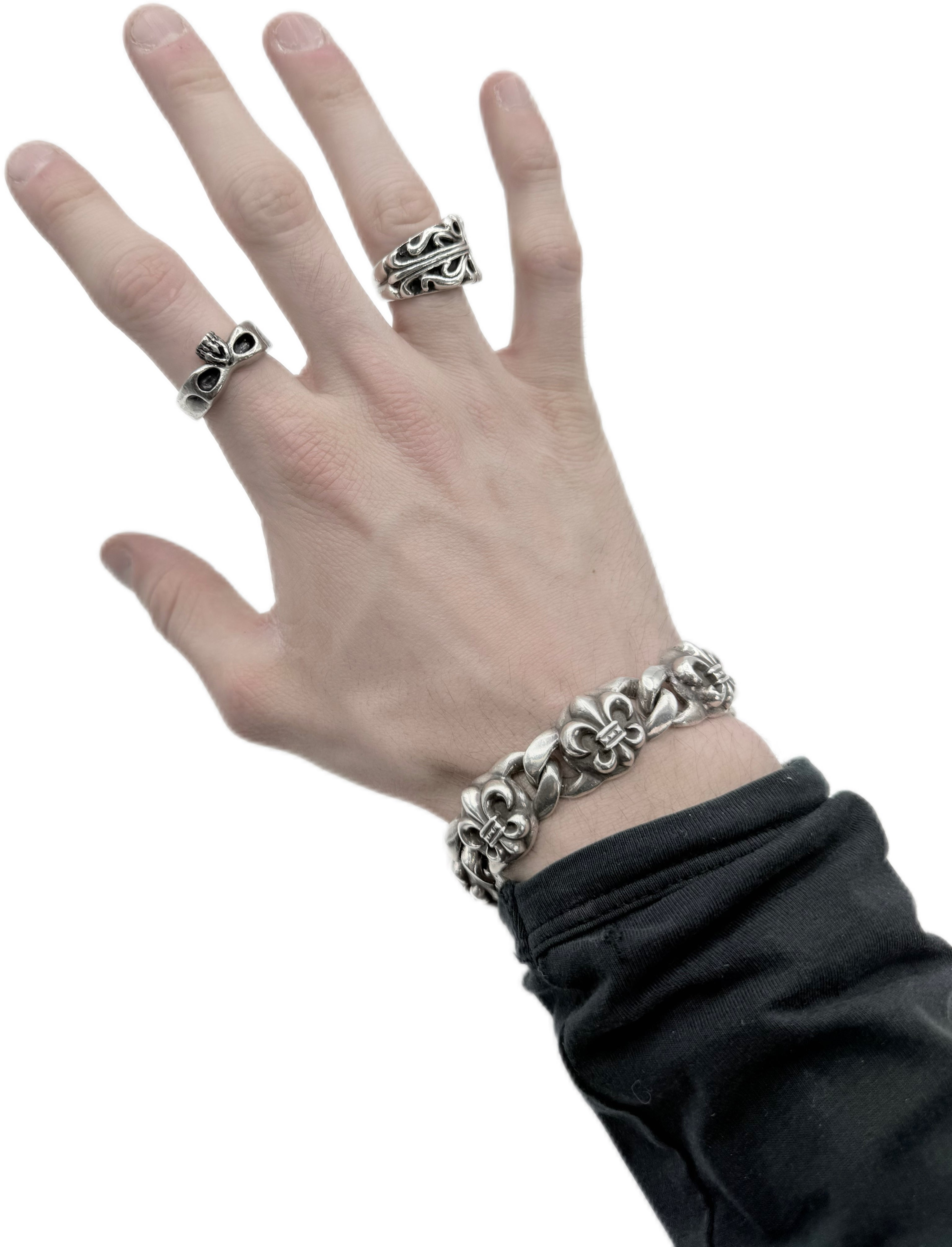 Chrome Hearts Fleur de Lis .925 Silver Cuban Link Bracelet