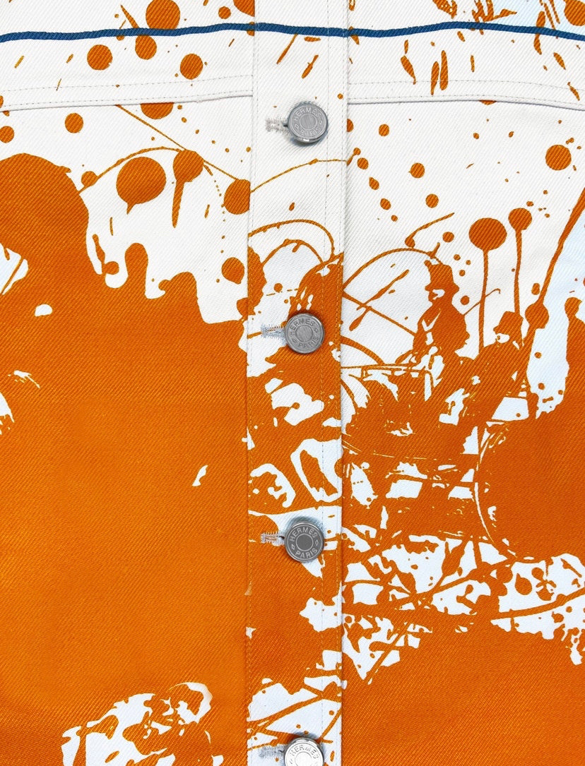 SS03 Hermès “Cheval Surprise” Splatter Print Denim Vest
