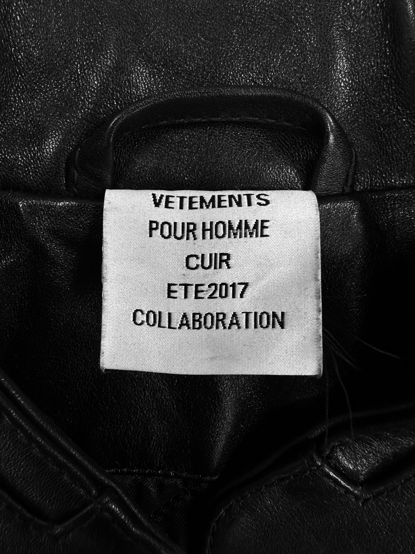 SS17 Vetements ‘Polizei’ Black Leather Moto Biker Jacket