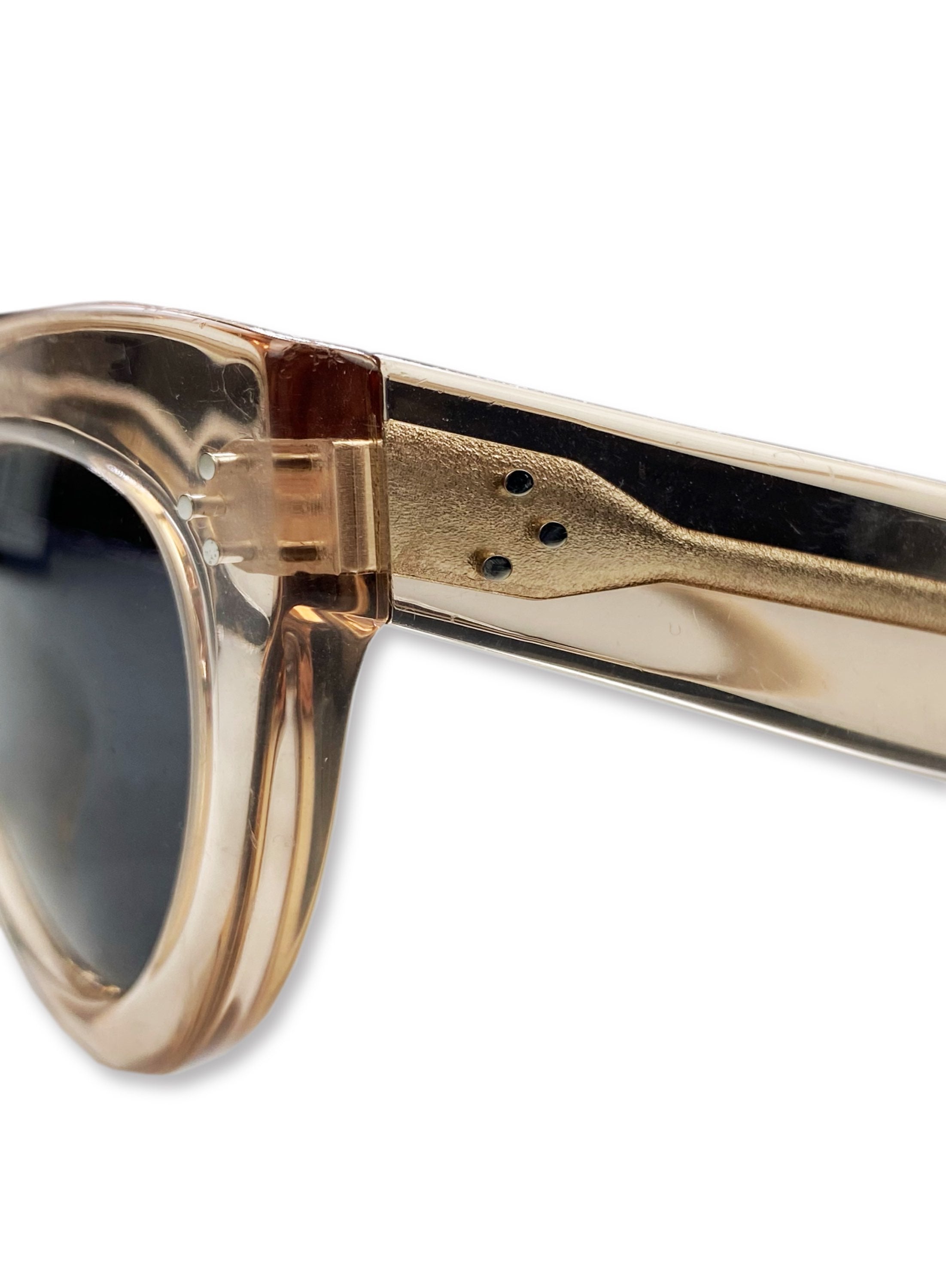 Celine Transparent Rounded Metallic Accent Tinted Sunglasses