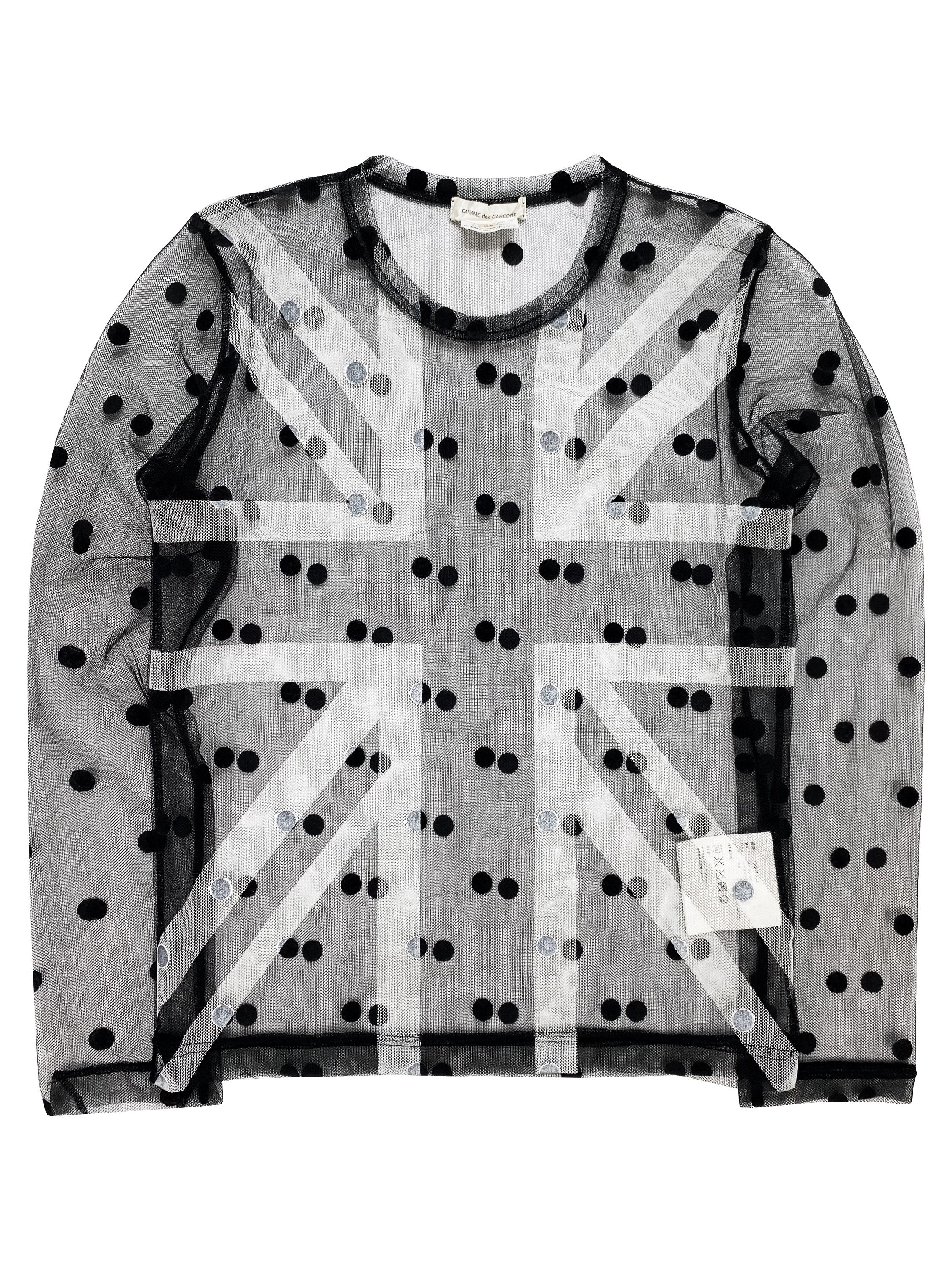 AW04 Comme des Garçons Mesh British Flag Longsleeve Shirt