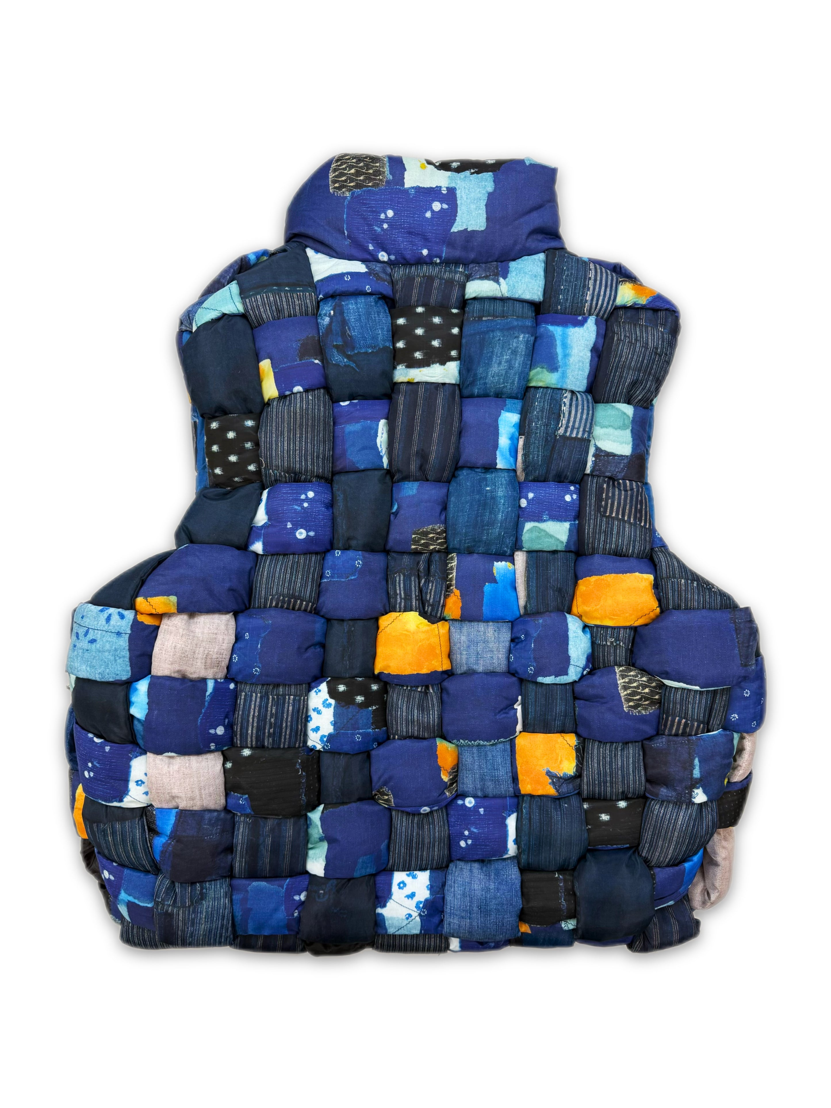 AW18 Kapital Kountry ‘Keel’ Boro Woven Full Zip Blue Puffer Vest