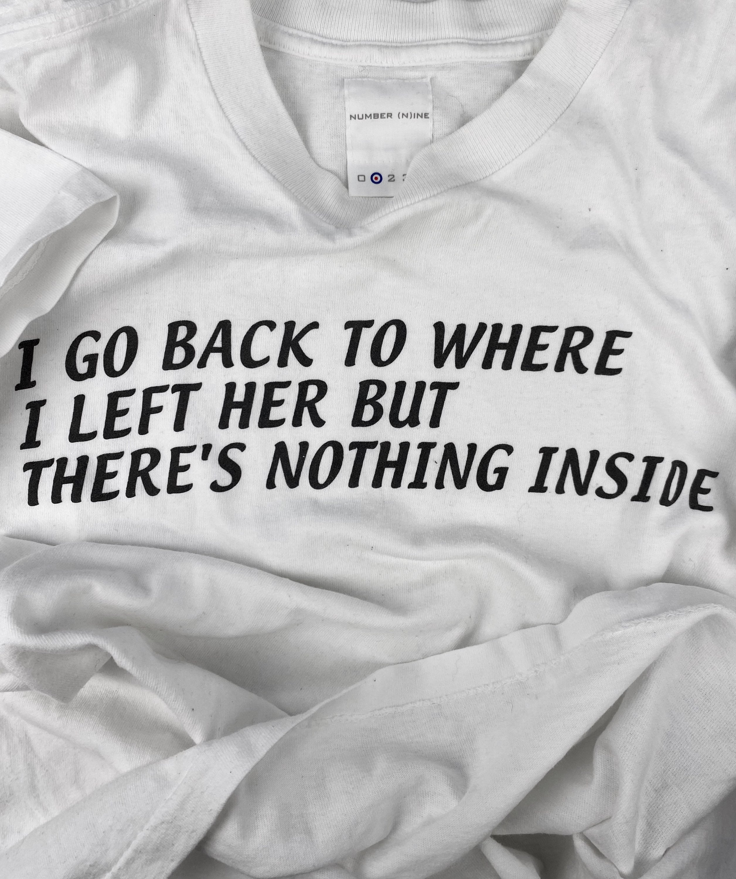 Number (N)ine ‘Left Her’ White Slogan Heavyweight T-Shirt