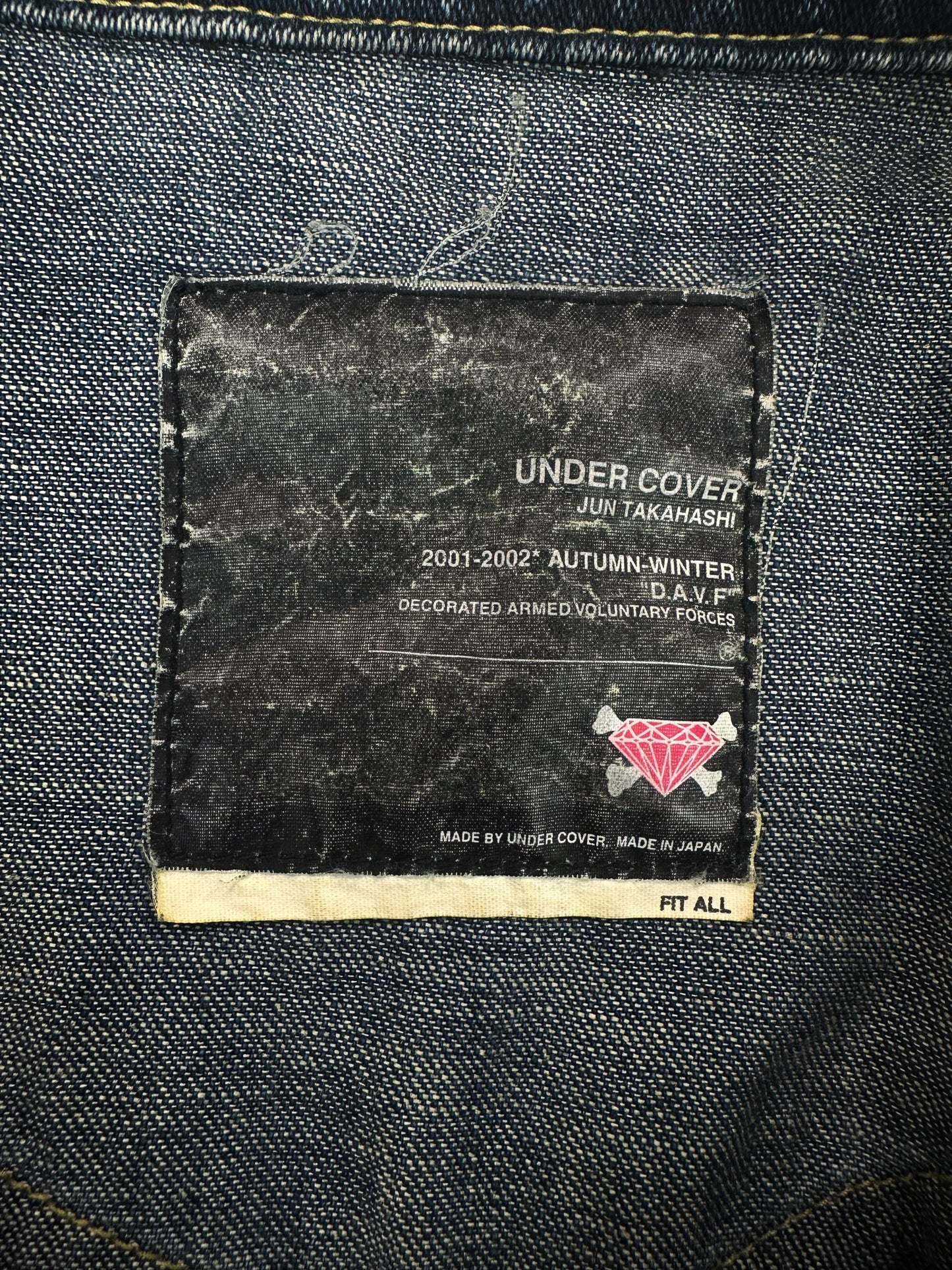 AW01 Undercover D.A.V.F Blue Denim Patched Jacket
