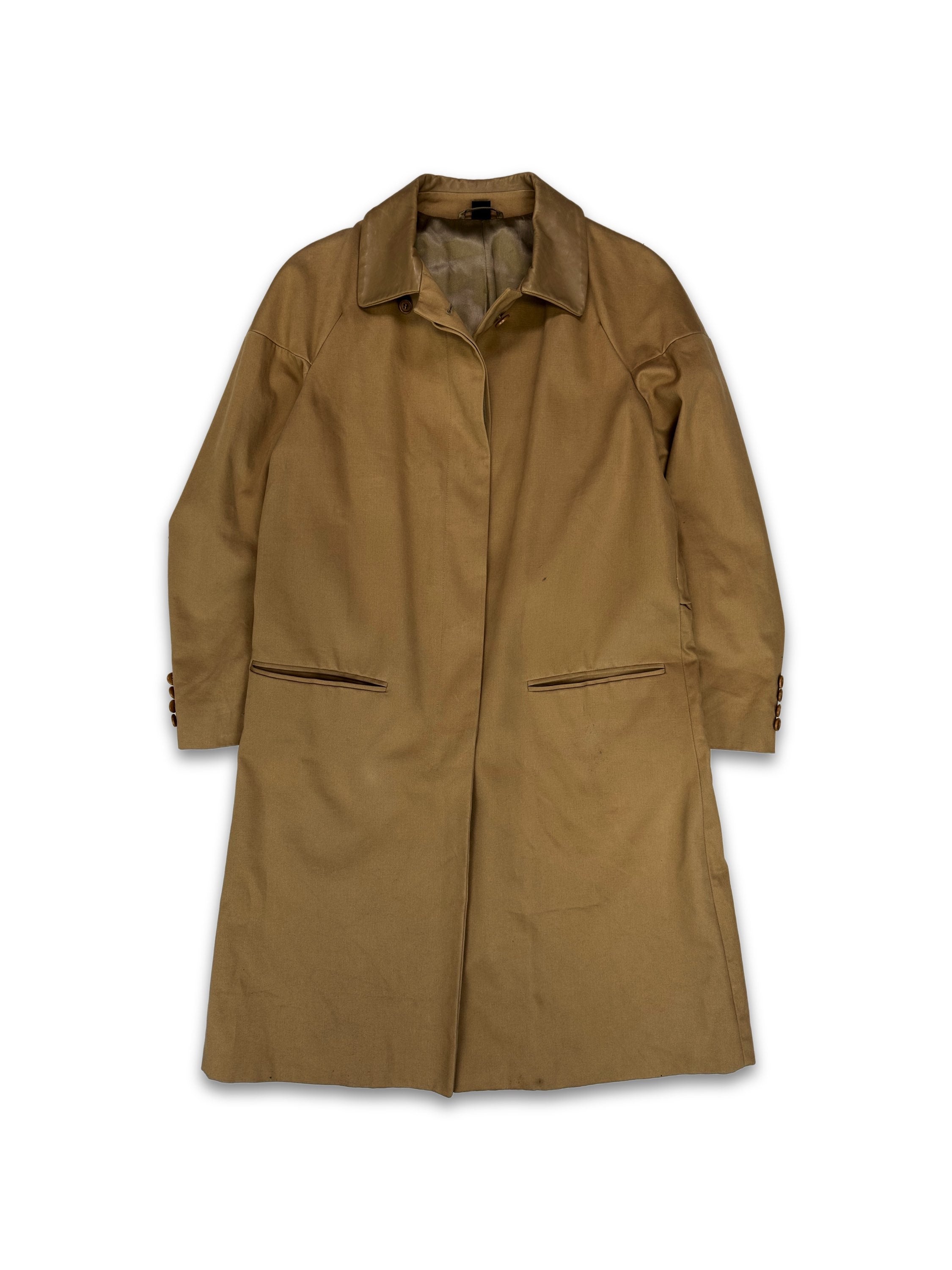 00s Helmut Lang Tan Welt Pocket Full Length Trench Coat