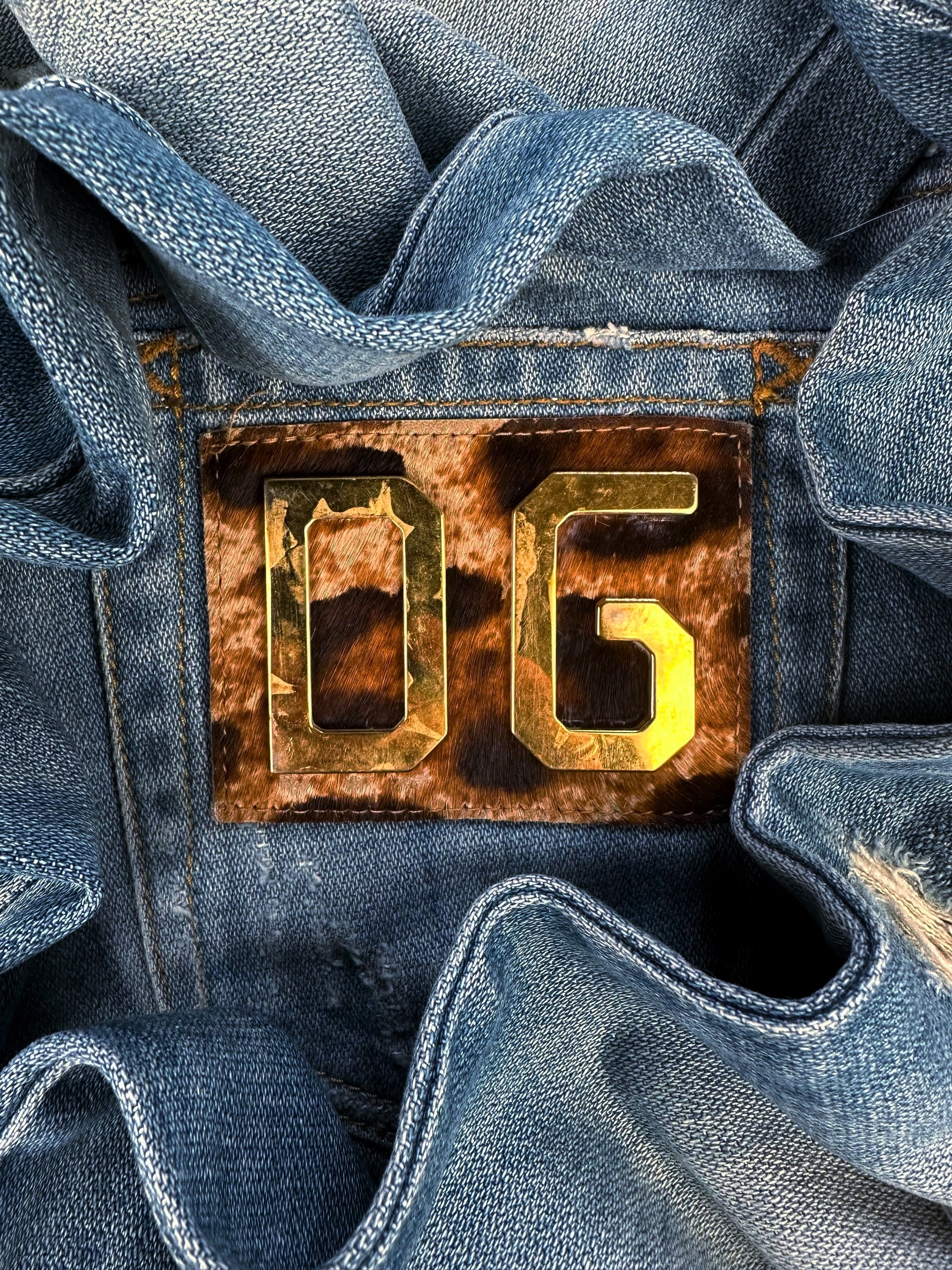 Dolce &amp; Gabbana Blue Wash Distressed Flared Denim