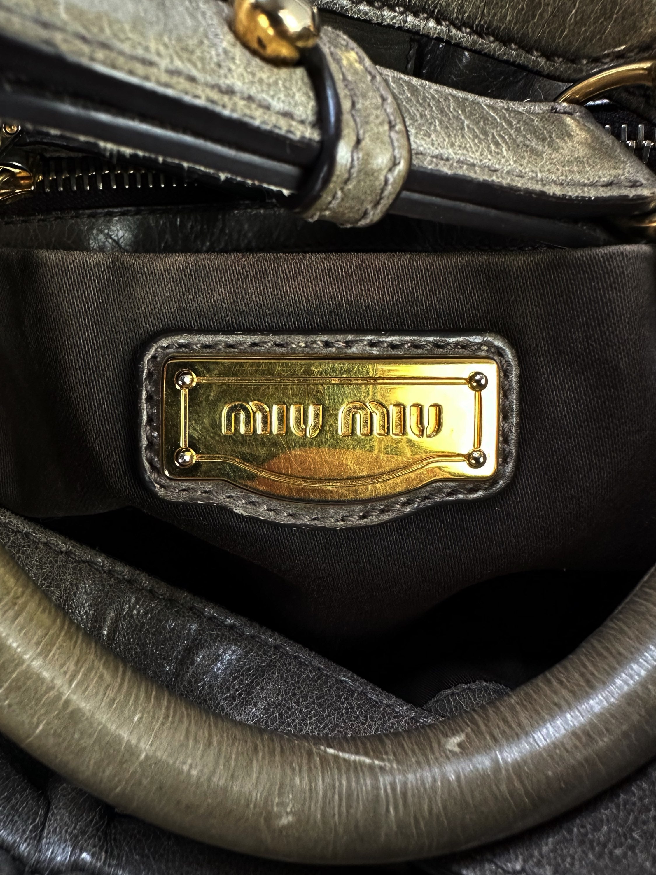 00s Miu Miu Leather Cross Body Tassel Handbag