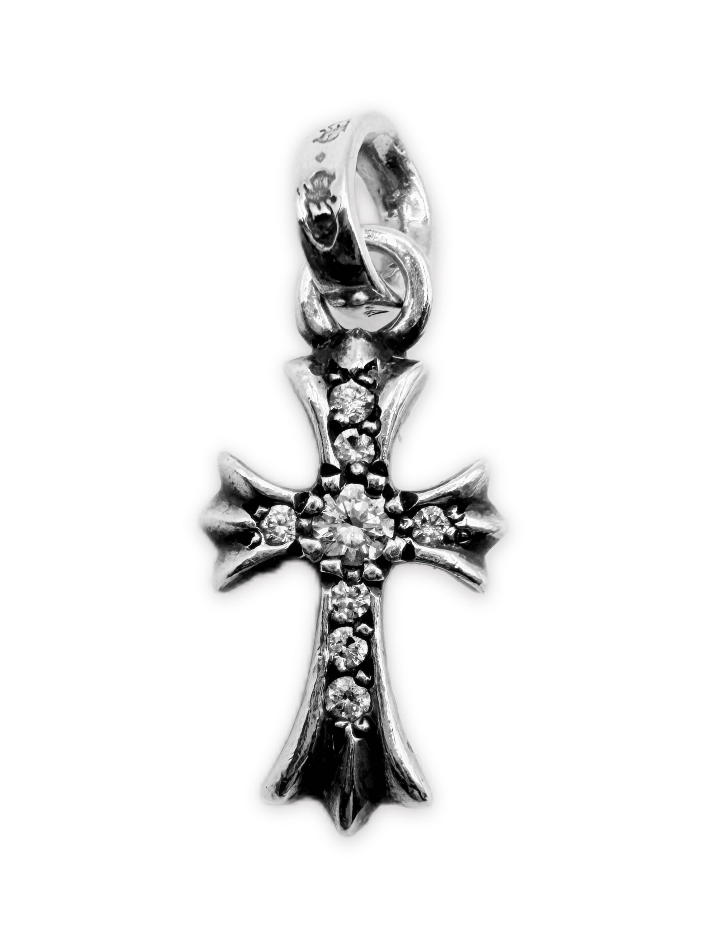 Chrome Hearts Diamond Factory Set Baby Fat Mini Cross Pendant