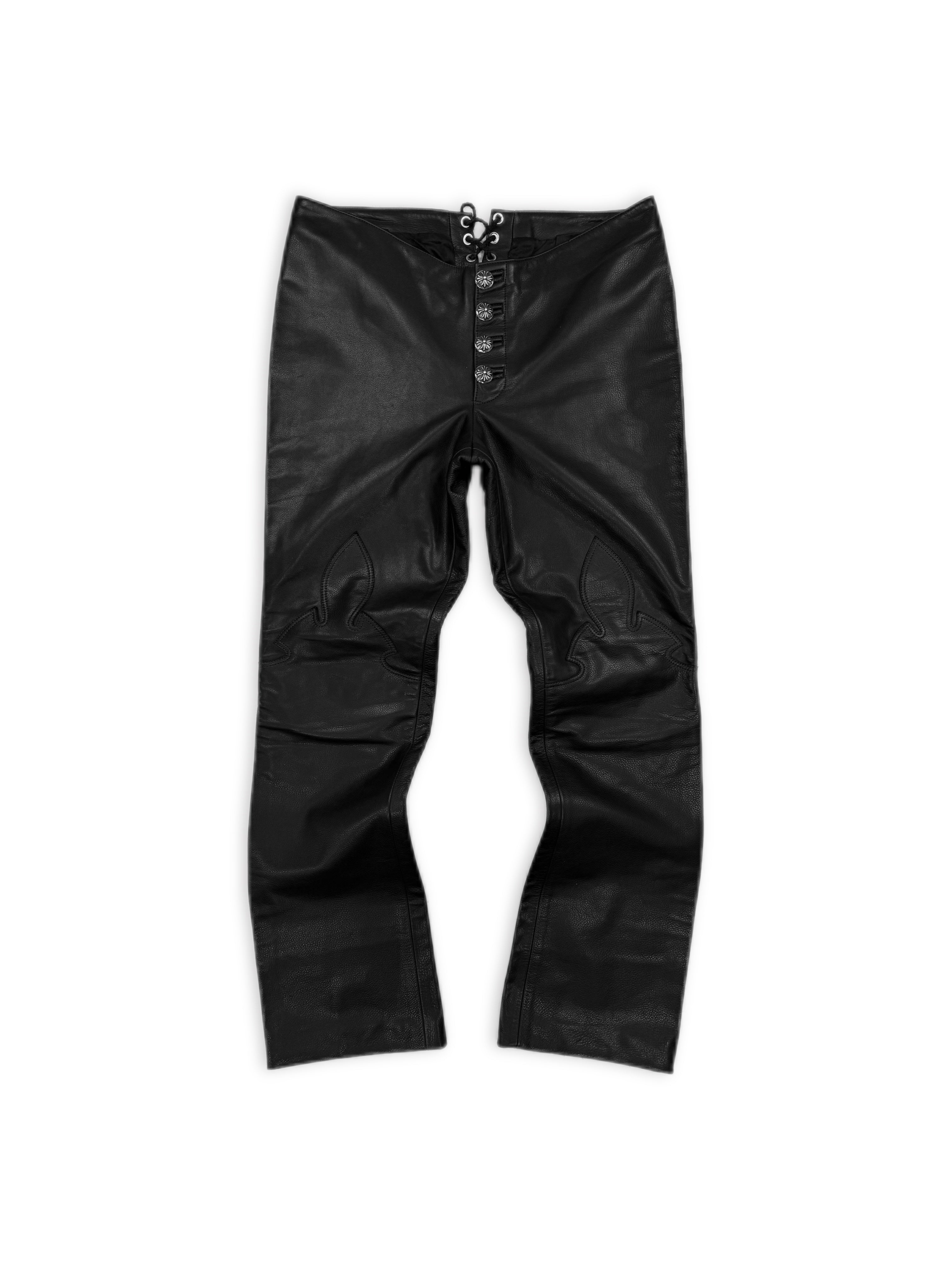 Chrome Hearts 1/1 Fleur Knee Leather Lace Corset Pants