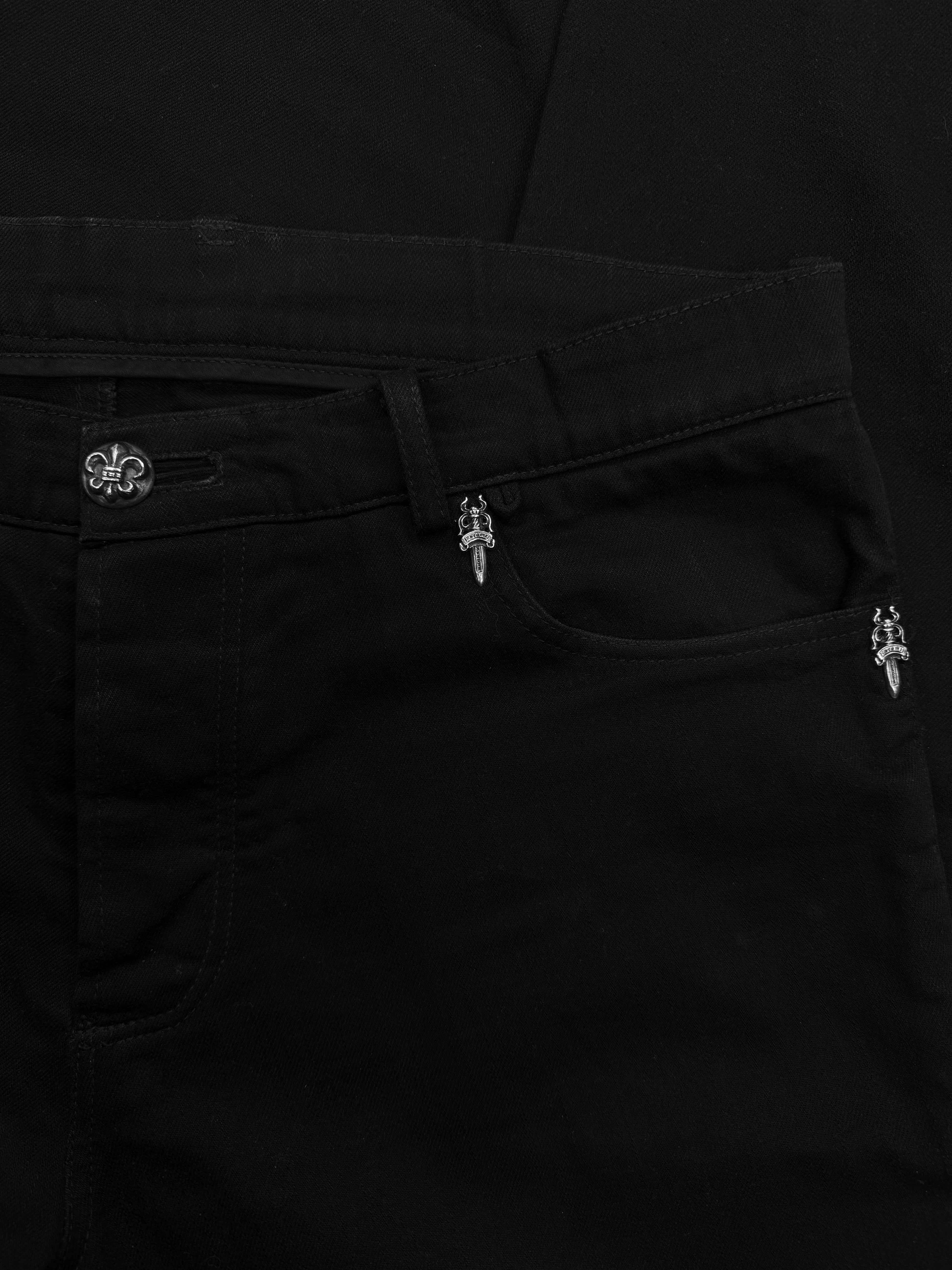 Chrome Hearts ‘Dagger’ Pendant Fleur Knee Black Denim Jeans