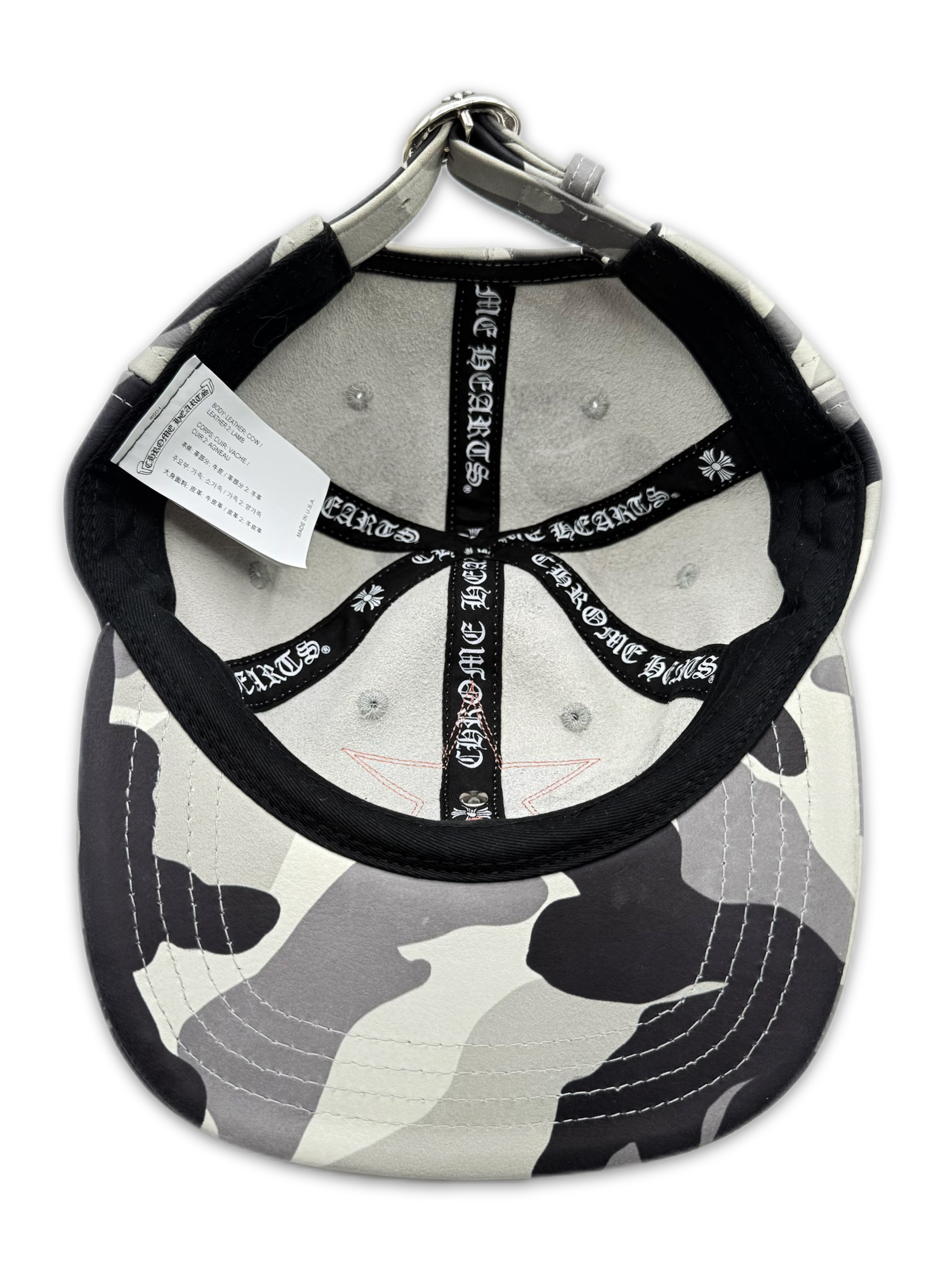 Chrome Hearts Leather Star Patch Snow Camo Gunslinger Strap Back Hat