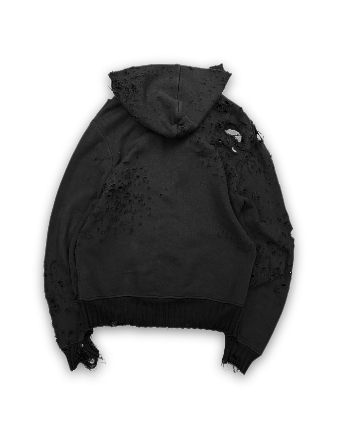 Amiri ‘Gunshot’ Distressed Zip-Up Black Hoodie
