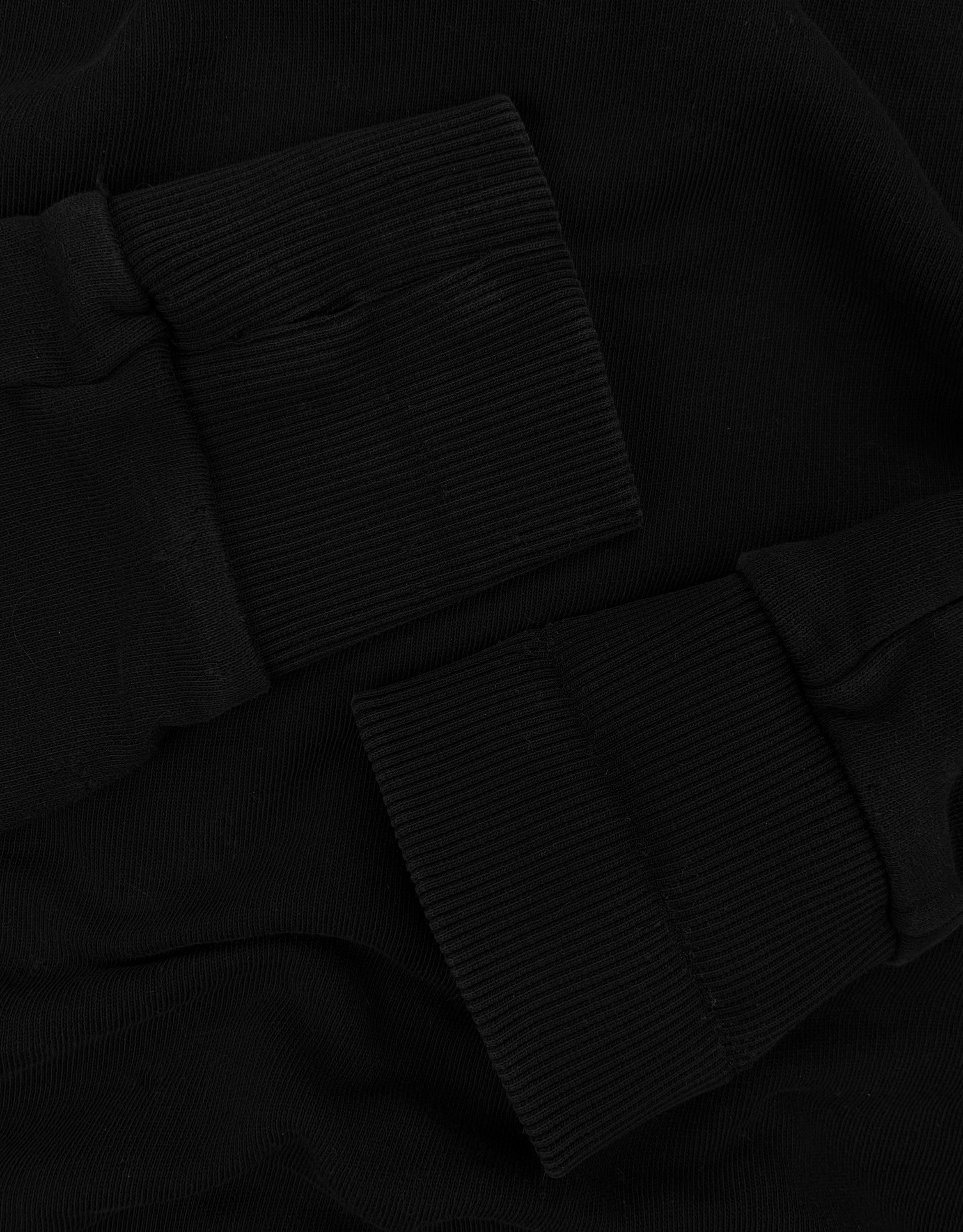 Throm Krom Asymmetric Black Essential Ribbed Crewneck
