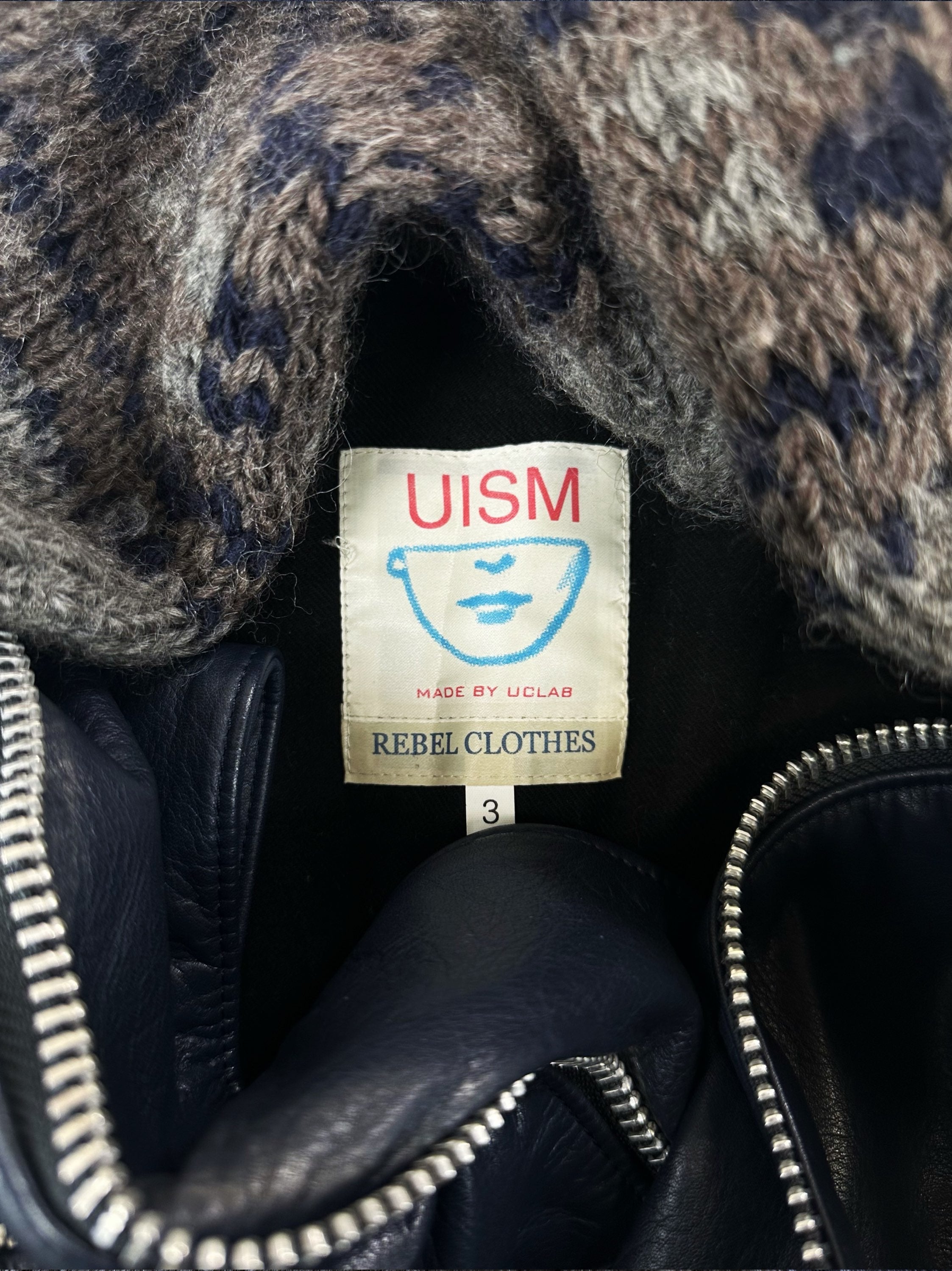 AW09 Undercover ‘Ethnic’ Navy Blue Leather Perfecto Jacket