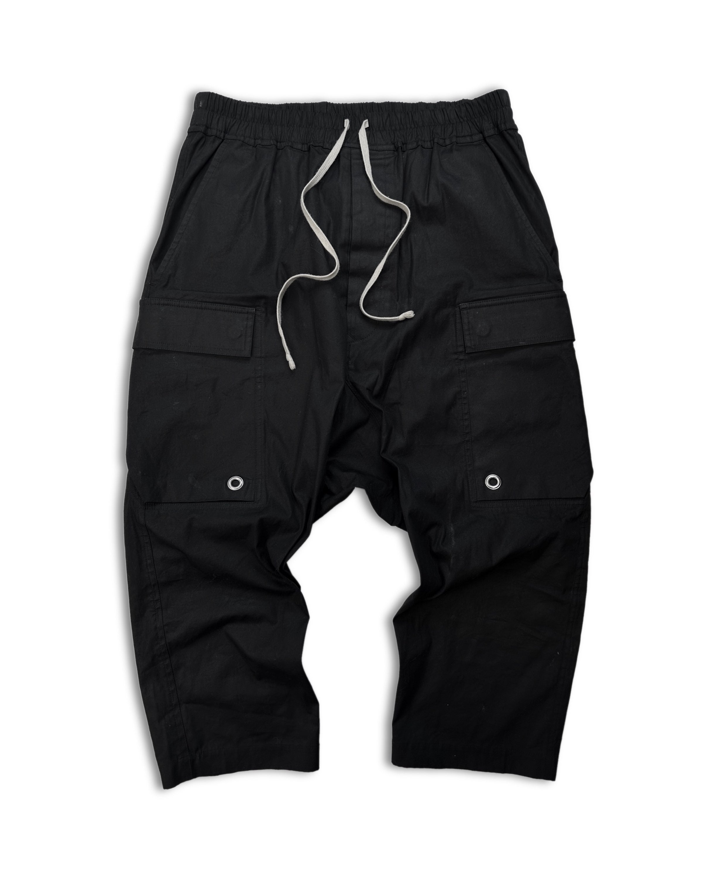 SS21 Rick Owens ‘Phlegethon’ Black Nylon Cropped Cargo Pants