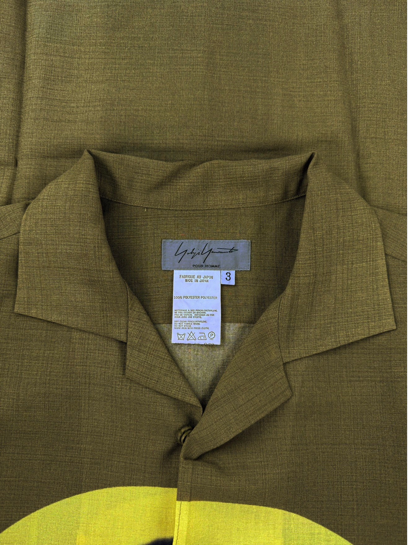 SS02 Yohji Yamamoto Saeko Tsuemura Pin Up Olive Green Portrait Button Up Shirt