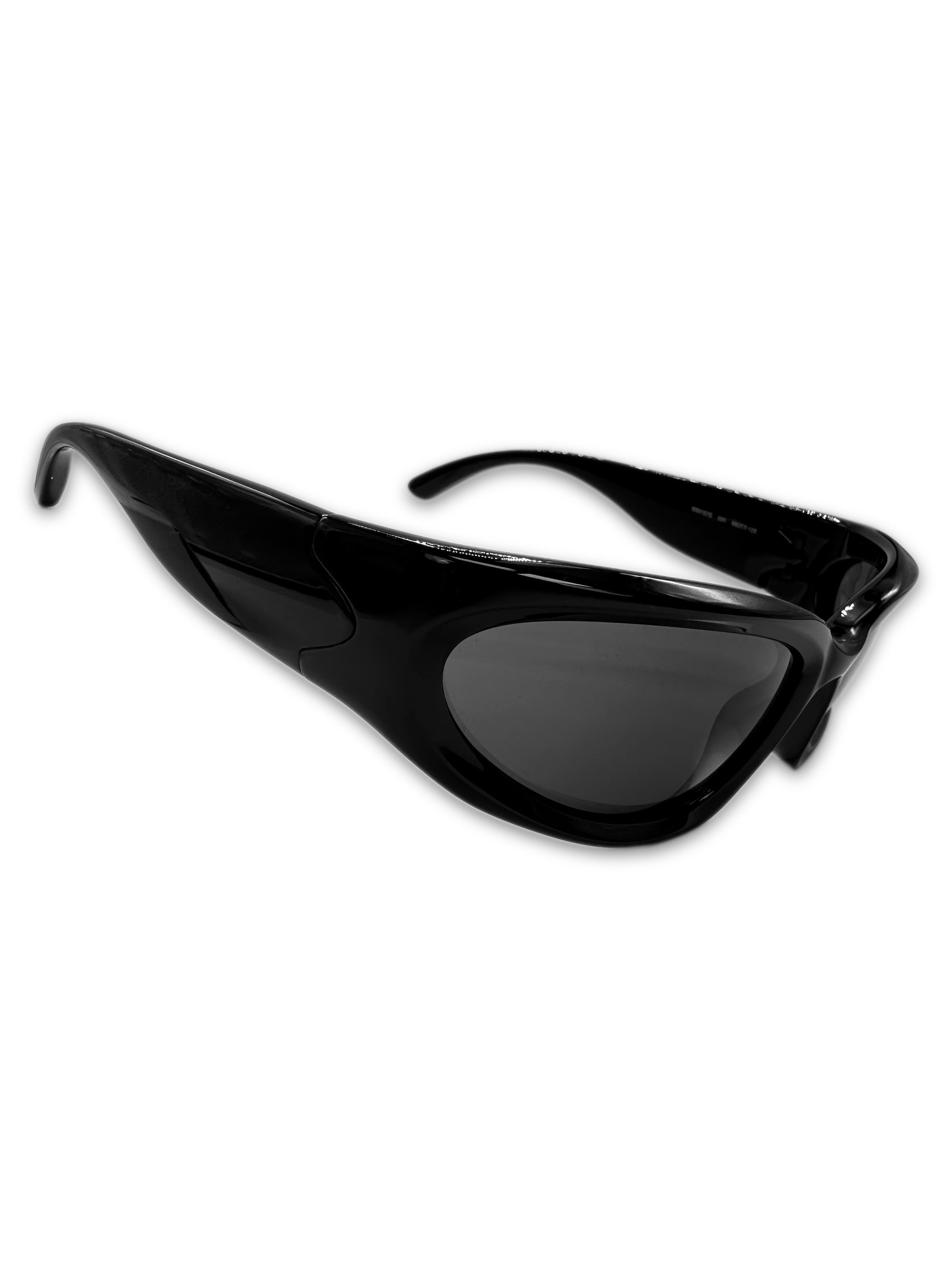 Balenciaga Black Tint Glossy ‘Logo’ Rounded Sunglasses