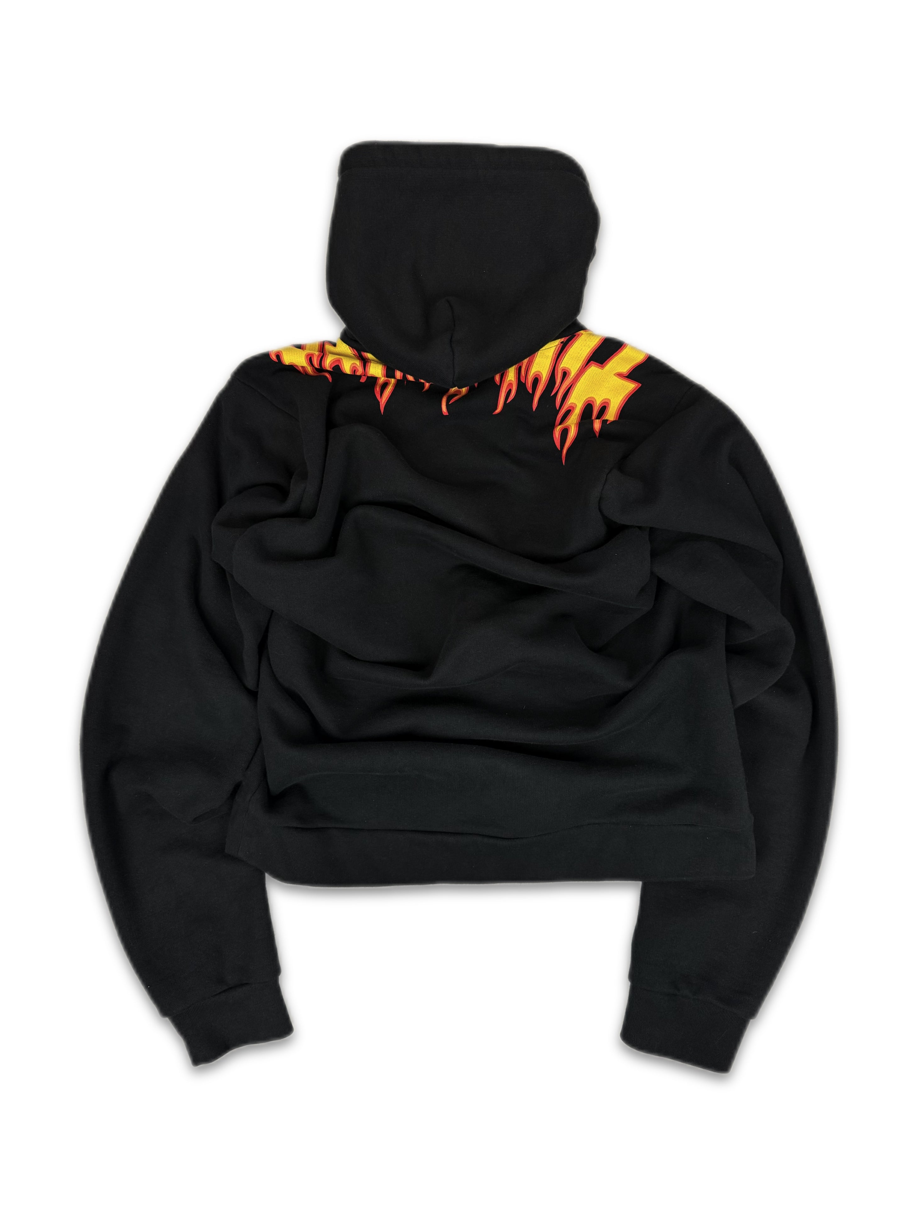 AW16 Vetements ‘Thrasher’ Flame Logo Black Cropped Hoodie