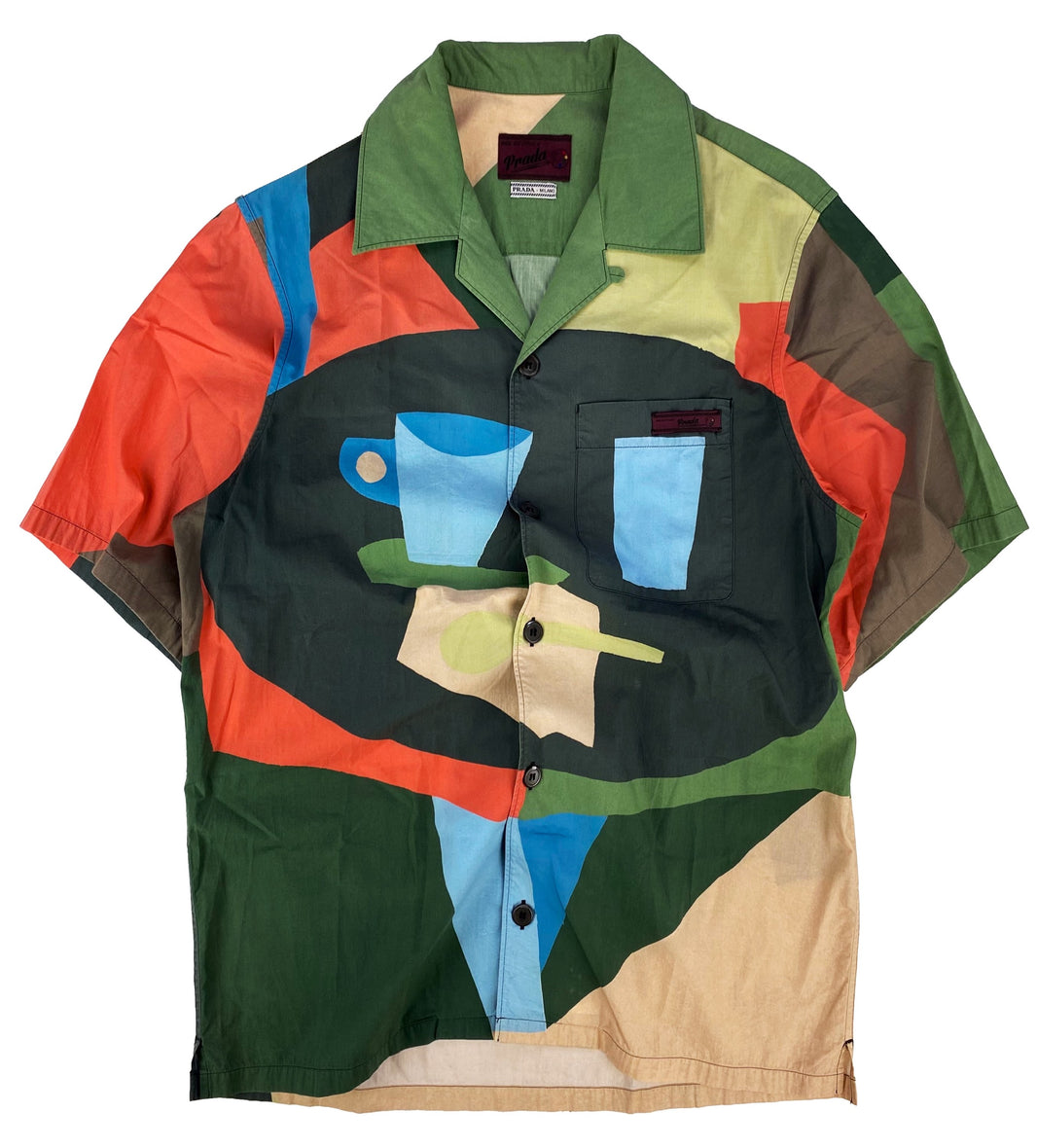 SS17 Prada ‘Still Life’ Abstract Colour Block Camp Collar Shirt
