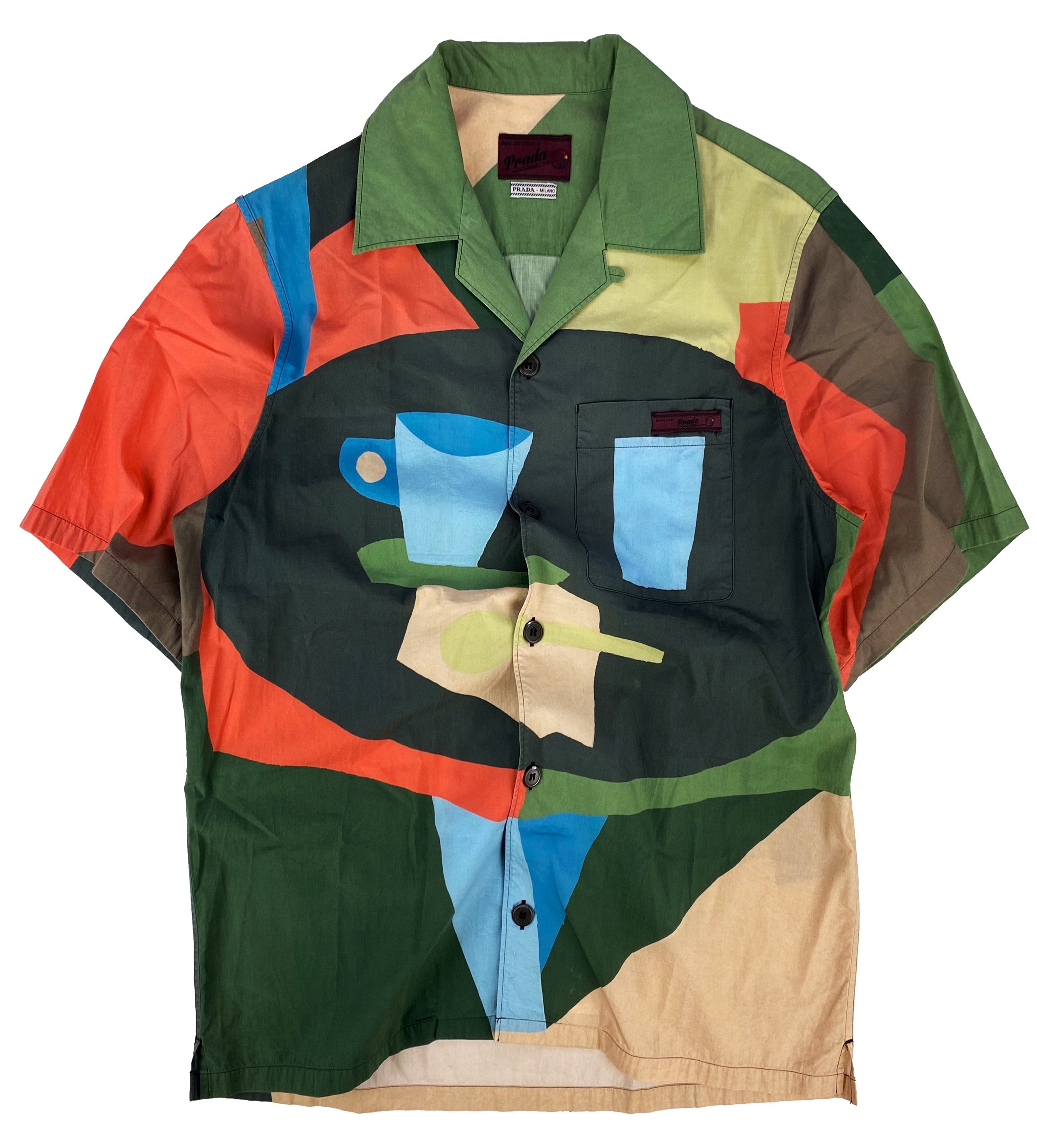 SS17 Prada ‘Still Life’ Abstract Colour Block Camp Collar Shirt