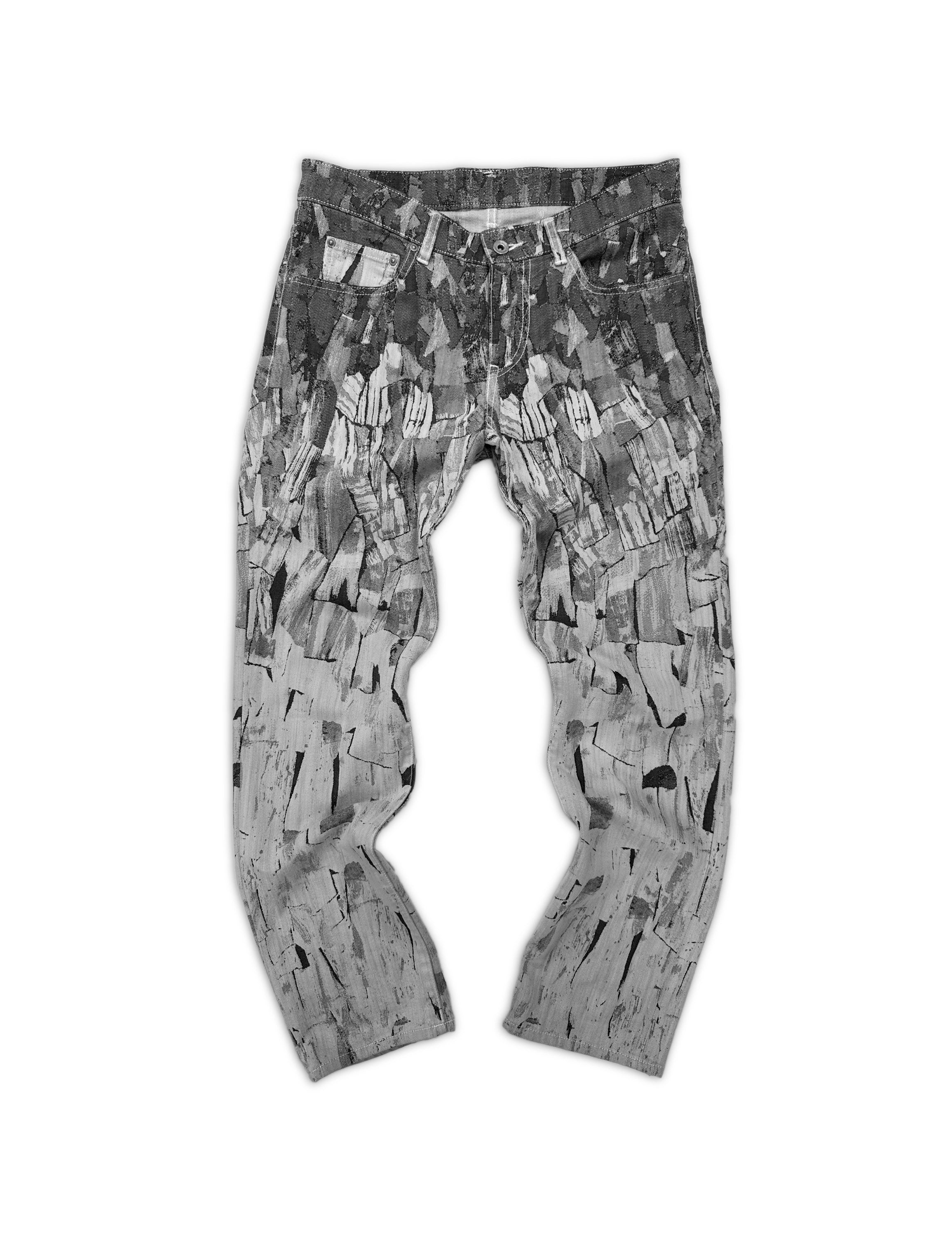 00s Issey Miyake ‘A-POC’ Brush Stroke Knitted Abstract Denim