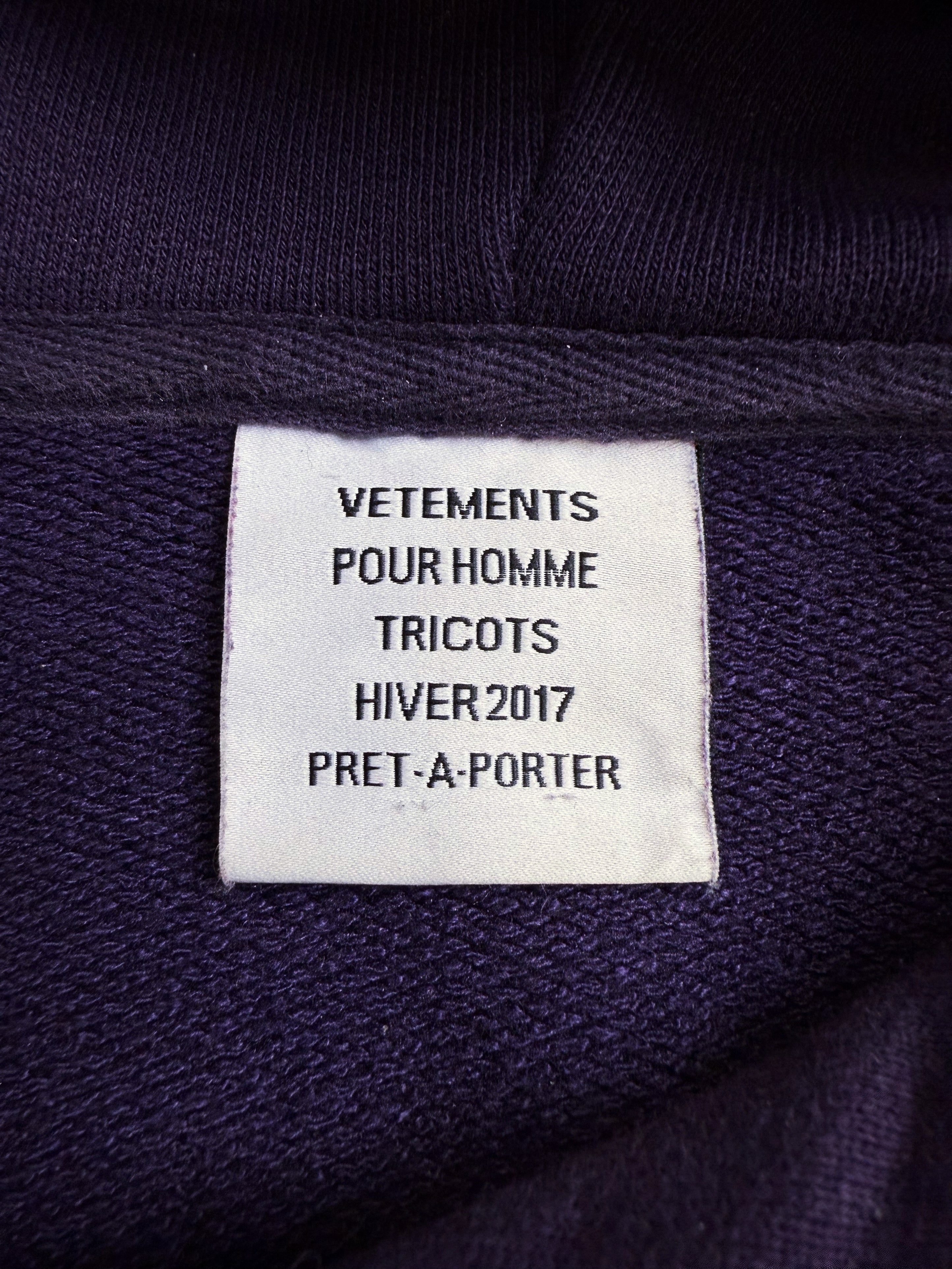 AW16 Vetements Homme ‘Sexual Fantasies’ Purple Slogan Hoodie