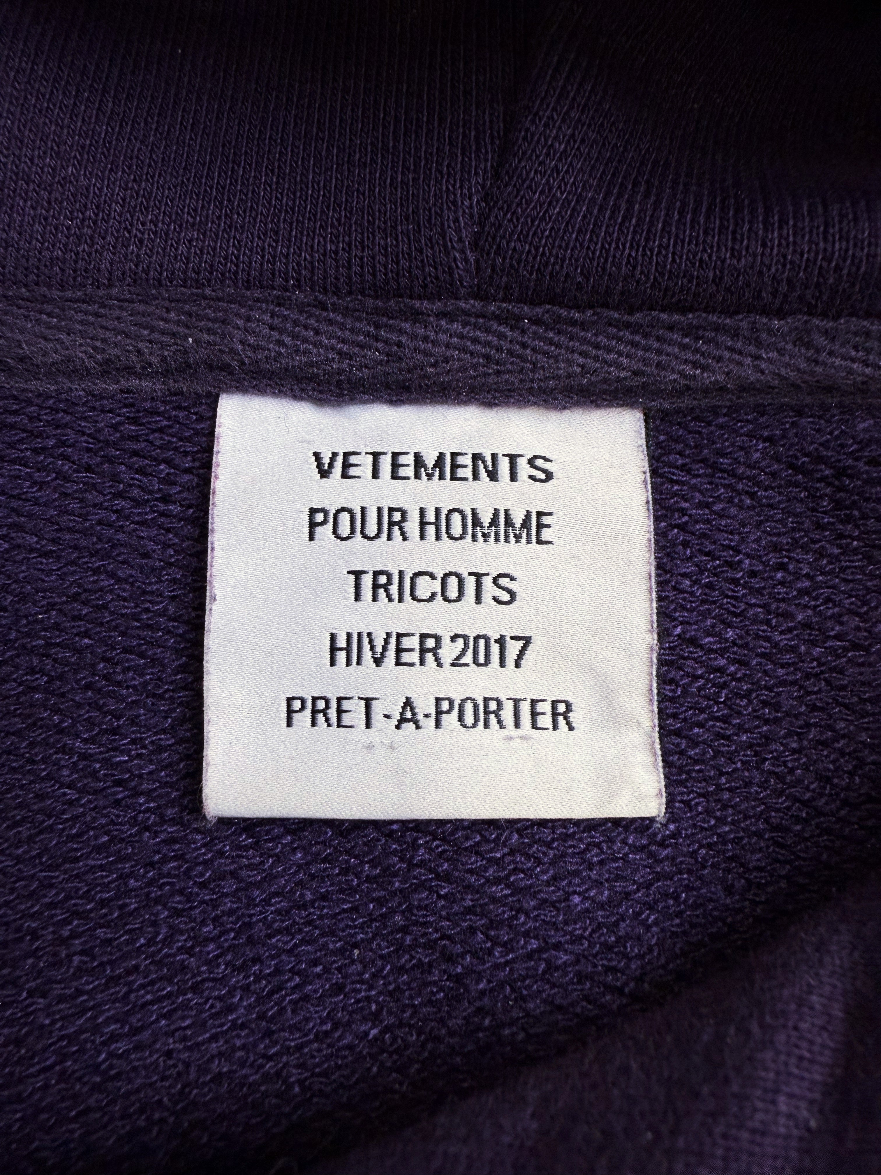 AW16 Vetements Homme ‘Sexual Fantasies’ Purple Slogan Hoodie