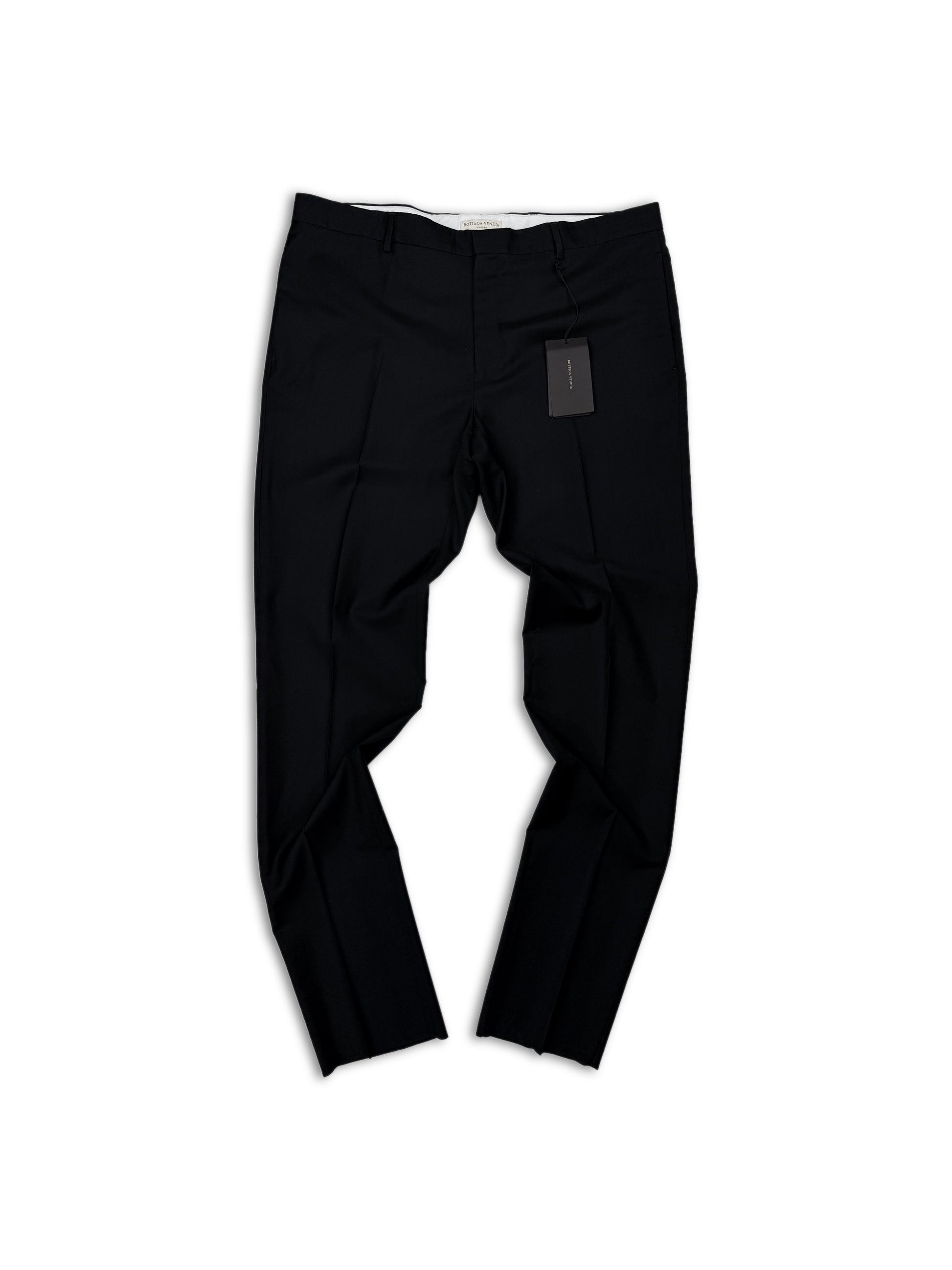 Bottega Veneta Uniform Black Slim Cut Pleated Trousers