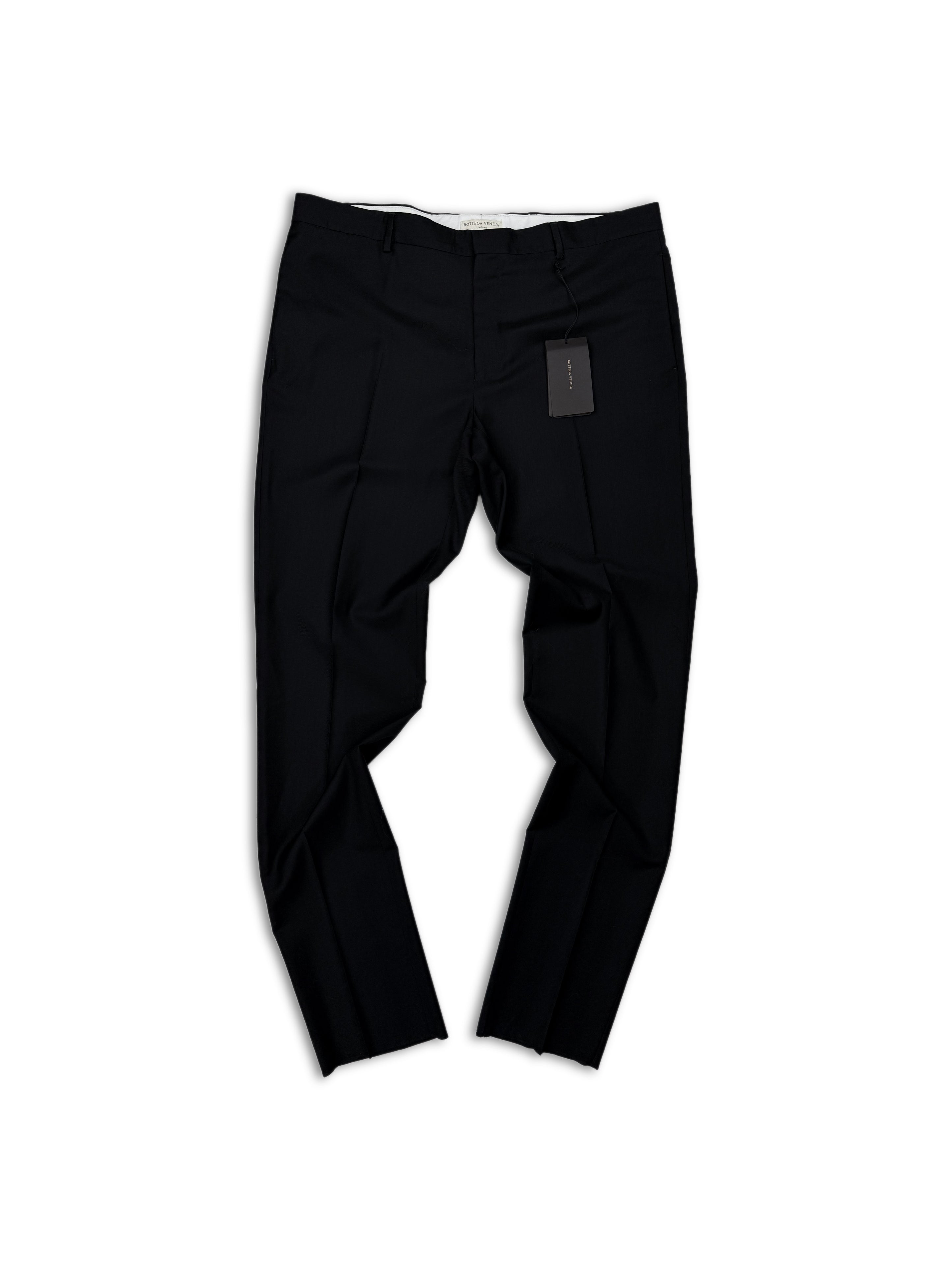 Bottega Veneta Uniform Black Slim Cut Pleated Trousers