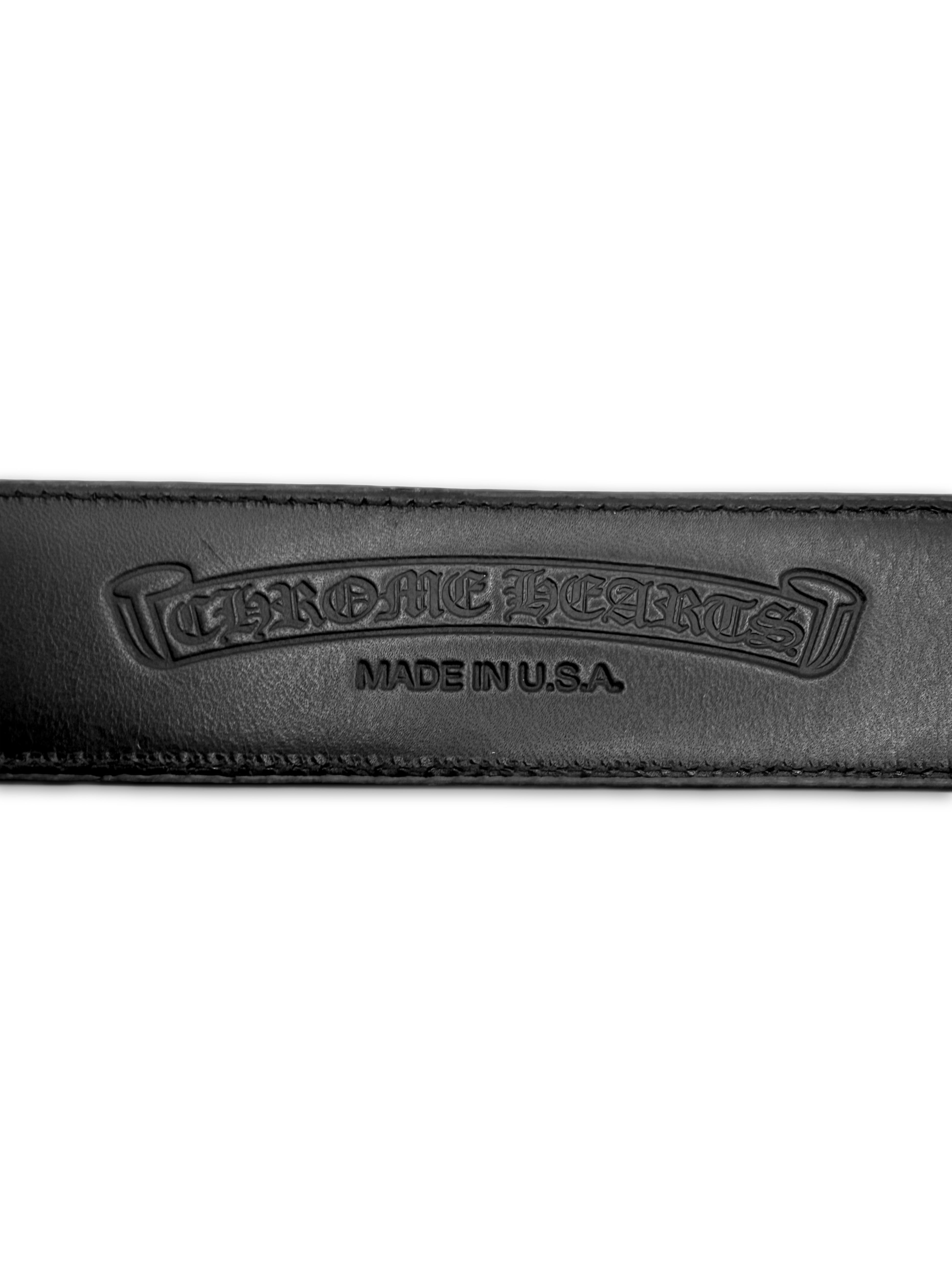 Chrome Hearts Double Roller .925 Silver Black Leather Belt