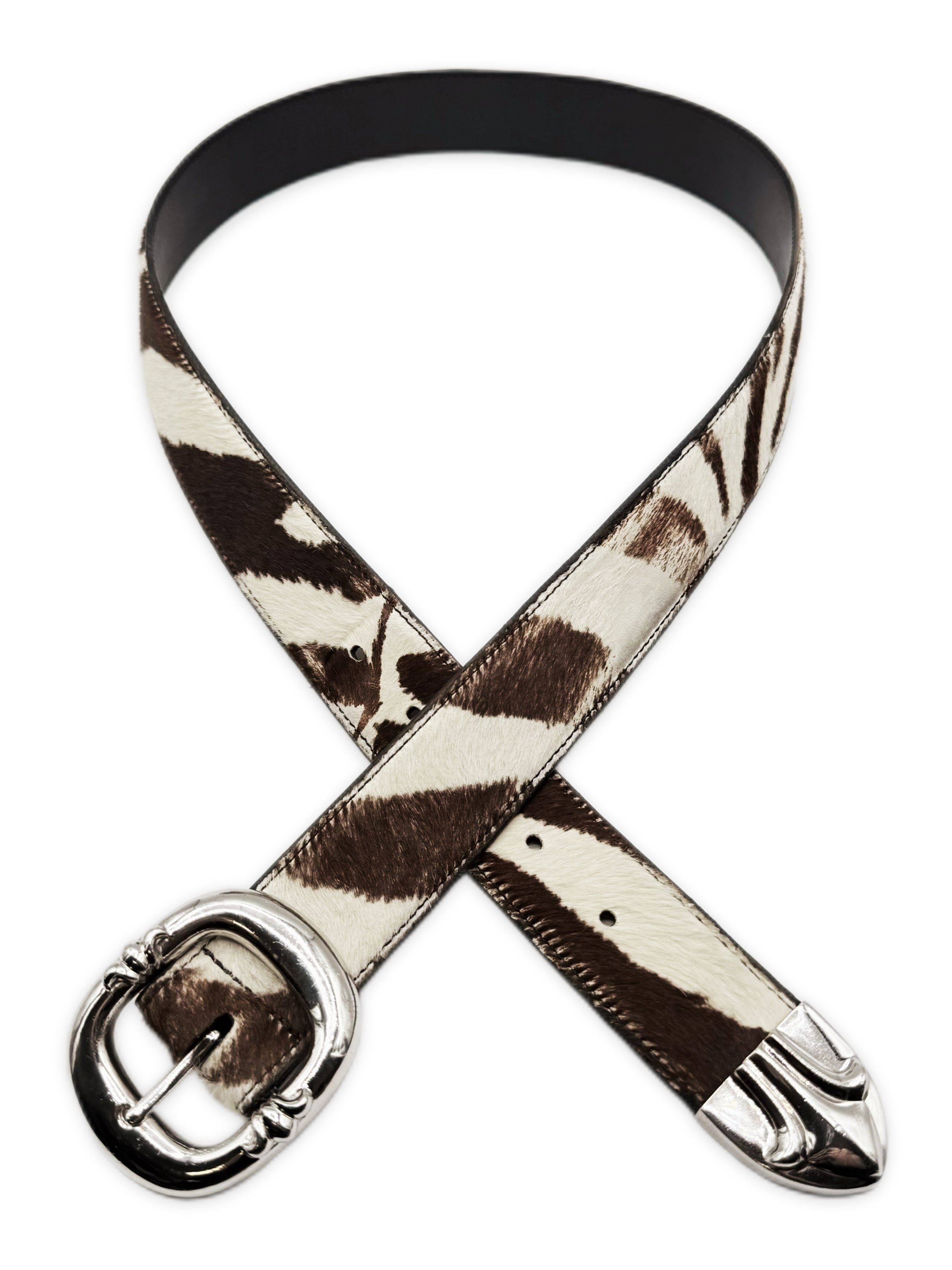 Chrome Hearts Zebra Pony Hair 2-Piece Leather Gunslinger Belt