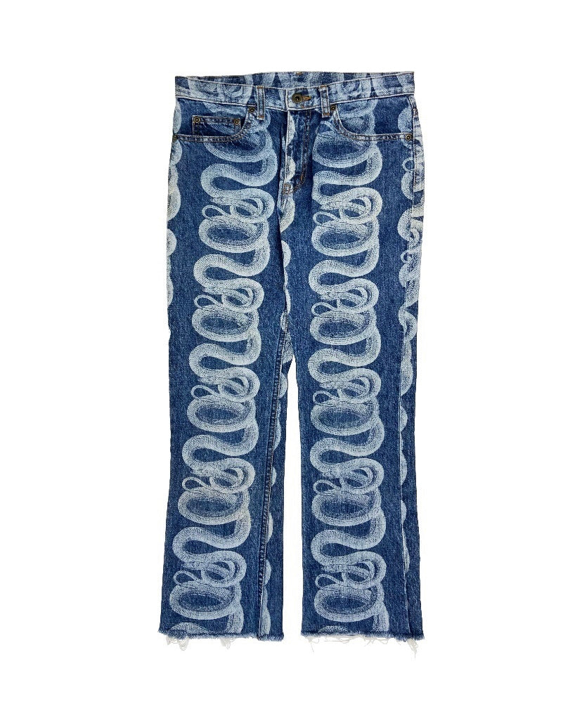 SS98 Hysteric Glamour Indigo Snake Pattern Skinny Denim