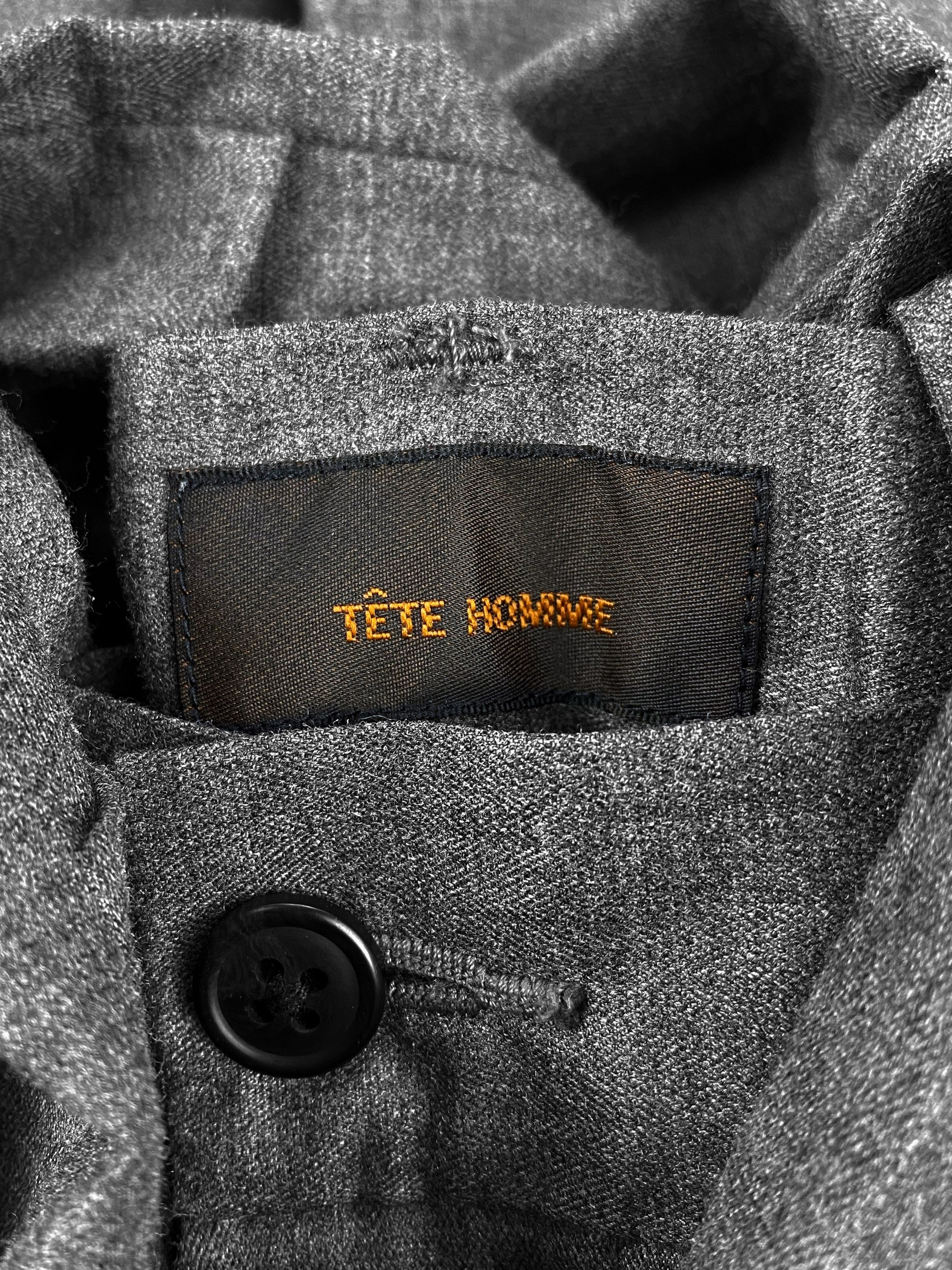 00s Tete Homme Grey Symmetric Button Clasp Cargo Pants