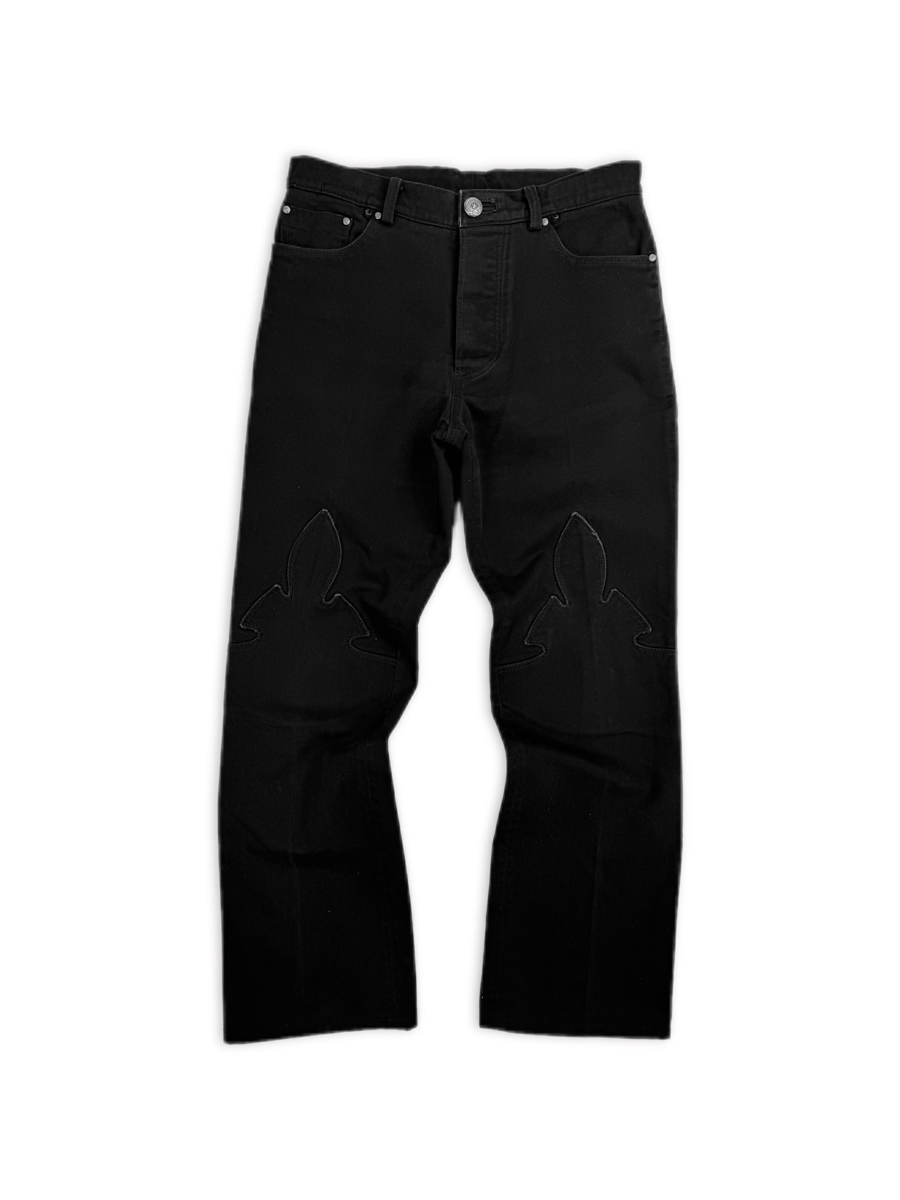 Chrome Hearts Fleur Knee Black .925 Silver Black Denim Jeans