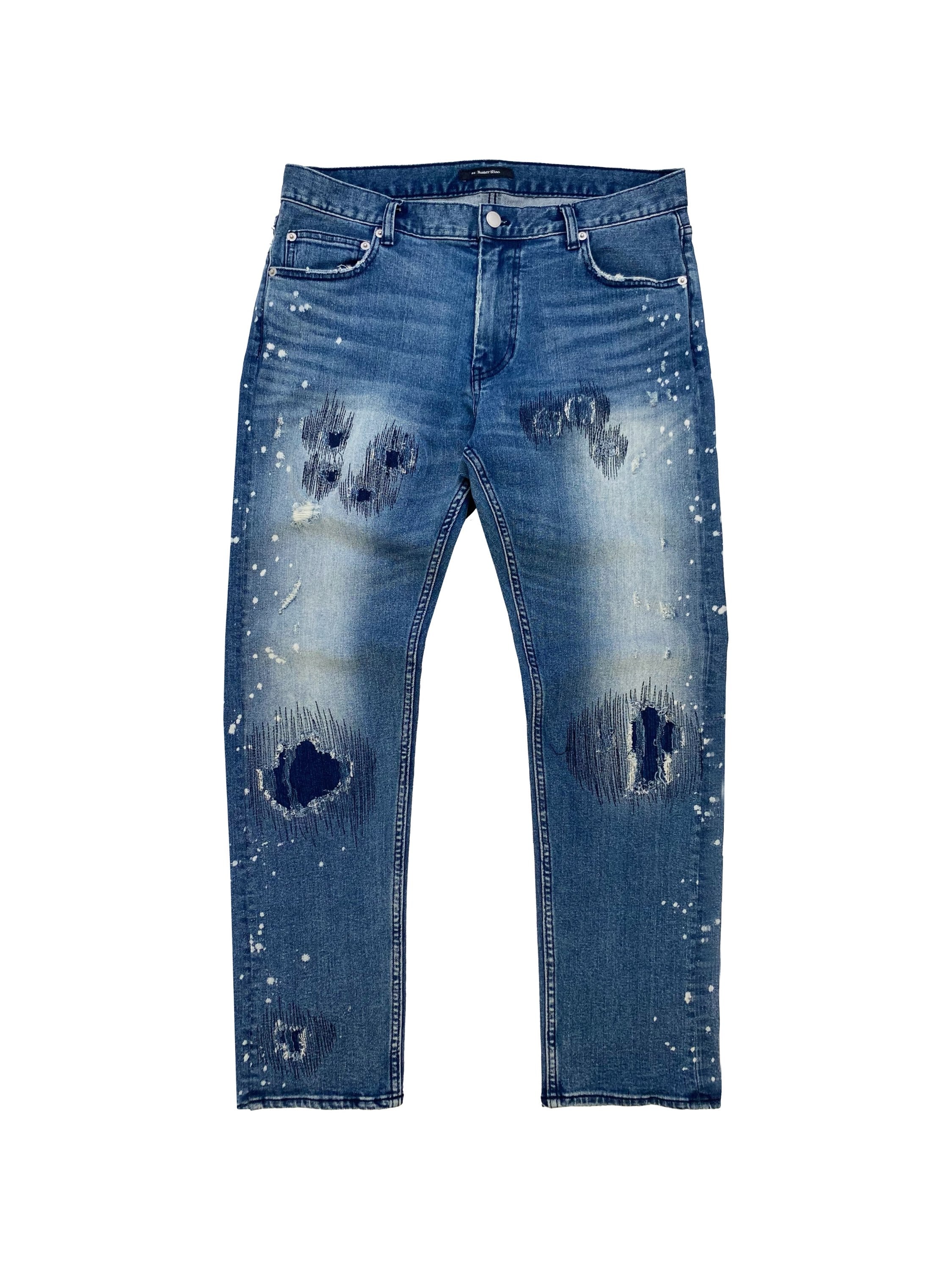 Number (N)ine Sashiko Stitch Distressed Painter Denim