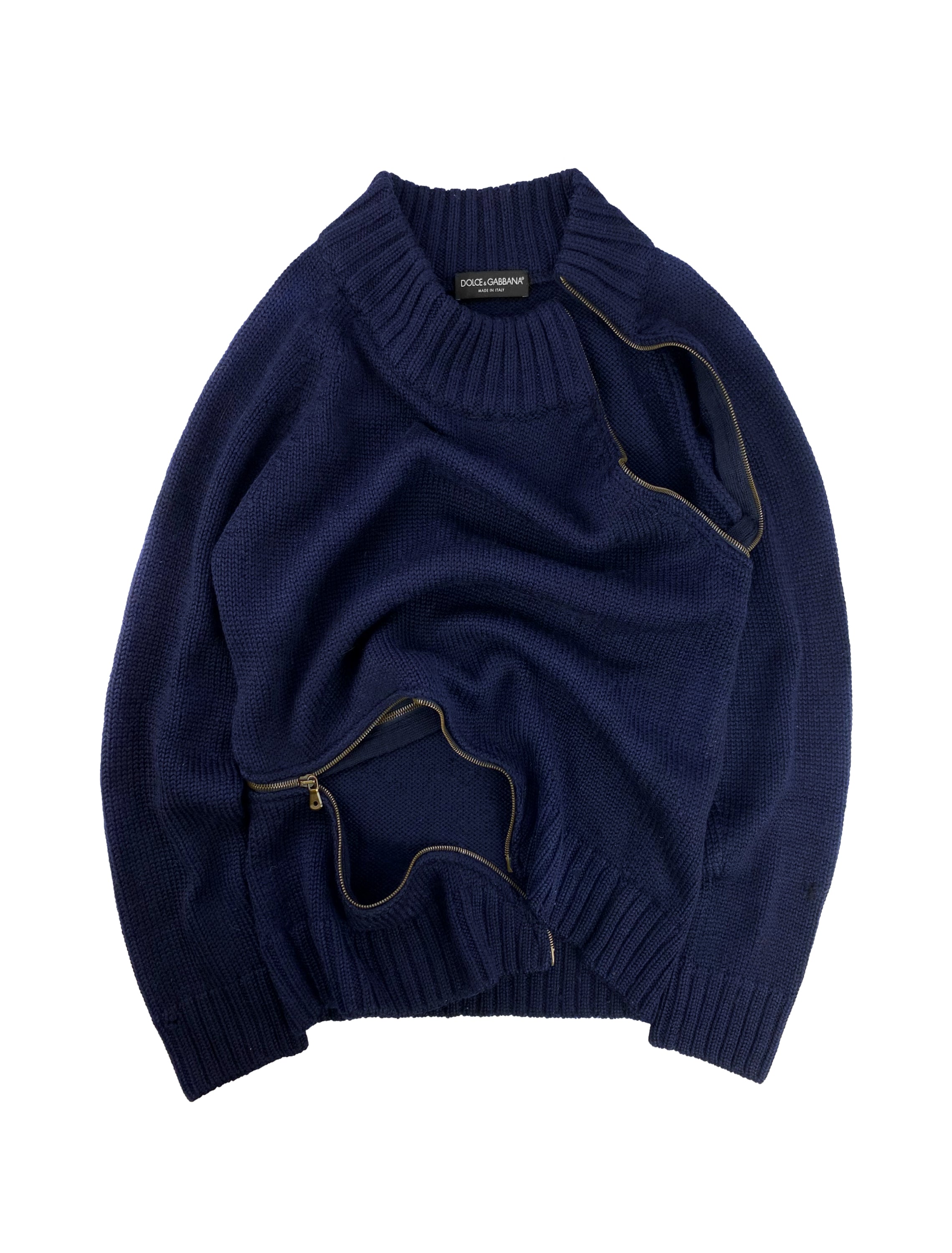 AW03 Dolce &amp; Gabbana ‘Spiral Zip’ Heavy Weave Knitted Turtleneck