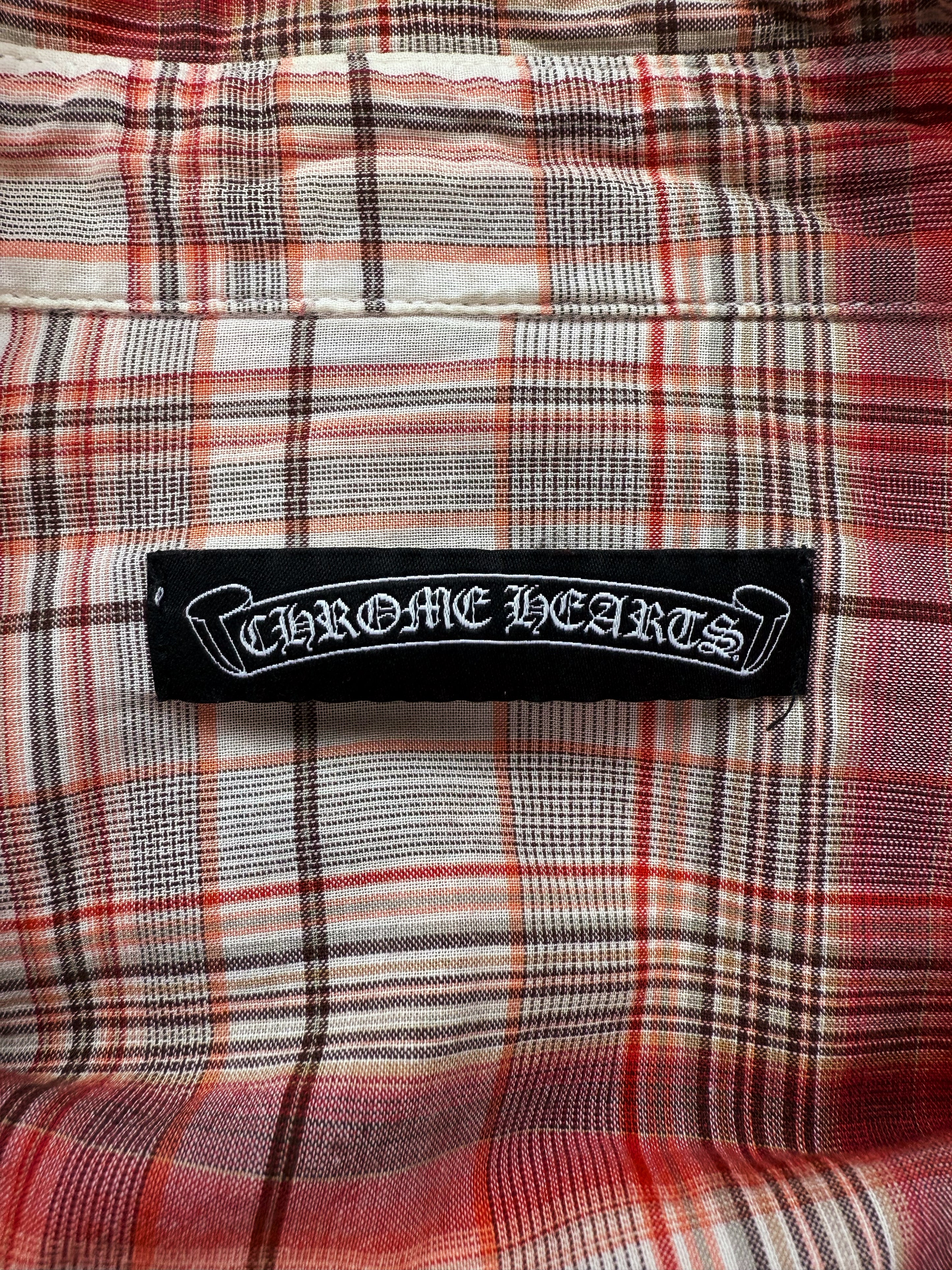 Chrome Hearts Large Cross Patch Leather Button Up Flannel