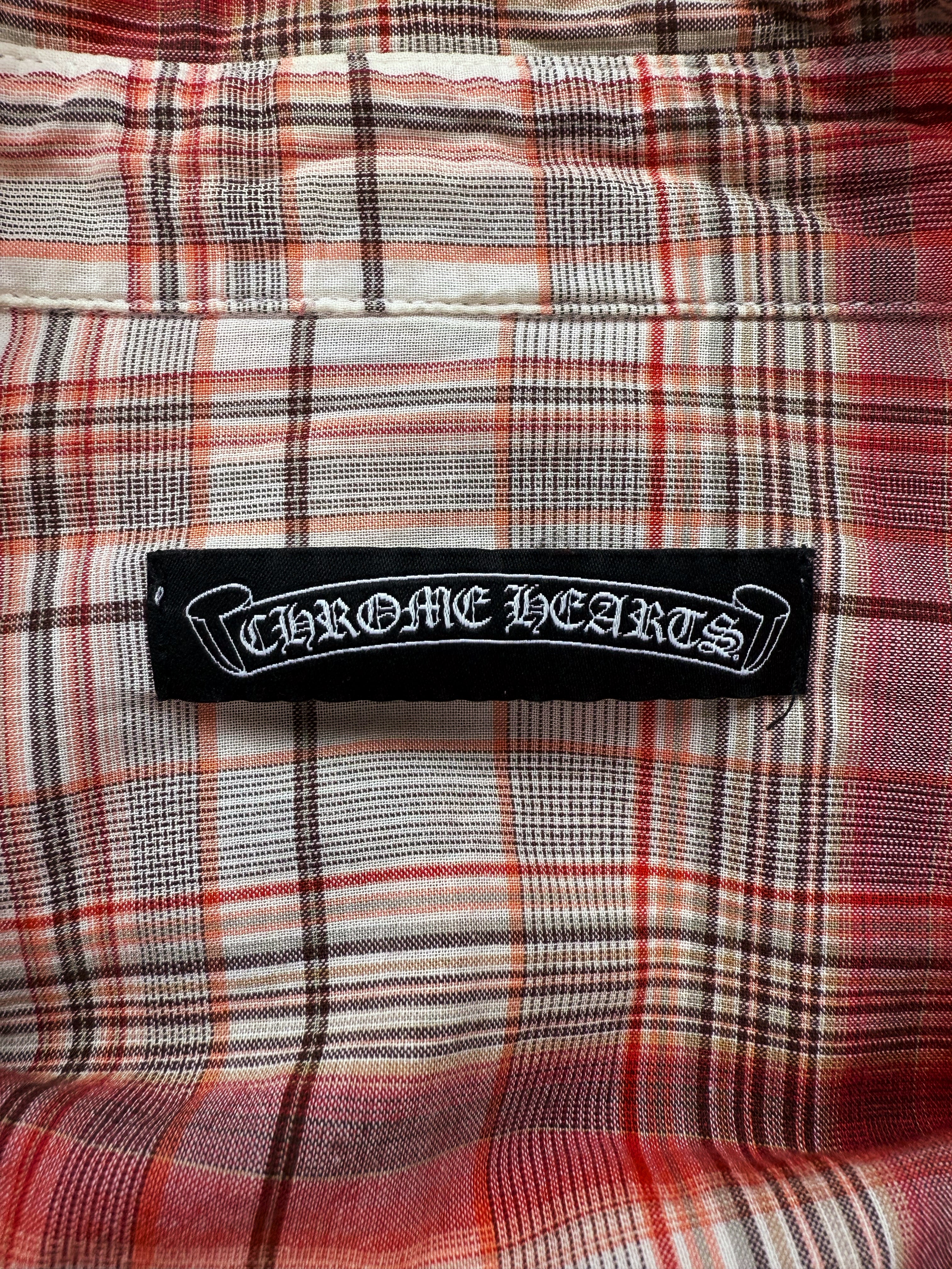Chrome Hearts Large Cross Patch Leather Button Up Flannel