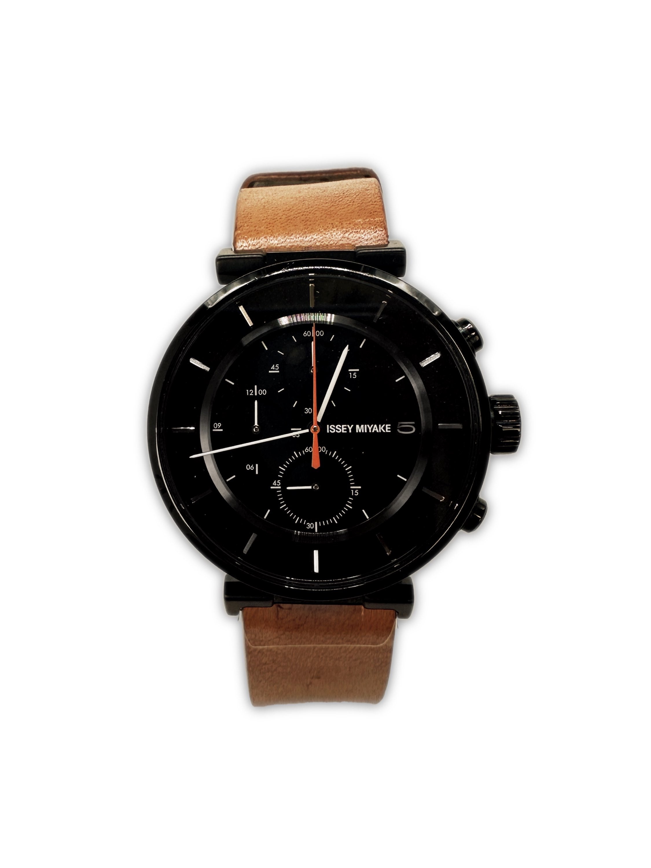 00s Issey Miyake by Satoshi Wada Black ‘Chronograph’ Leather Watch