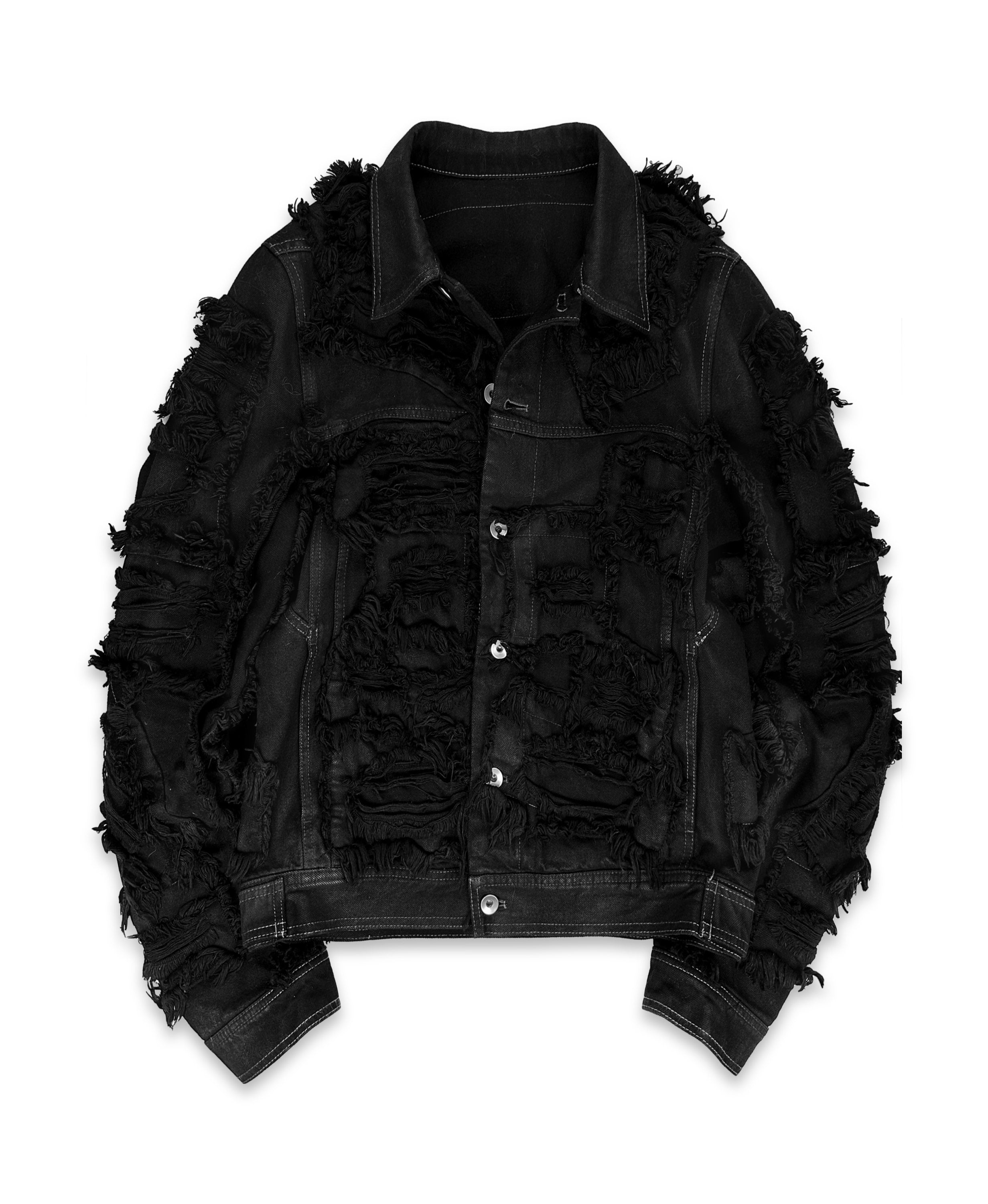 Rick Owens DRKSHDW ‘Worker’ Distressed Patchwork Denim Jacket
