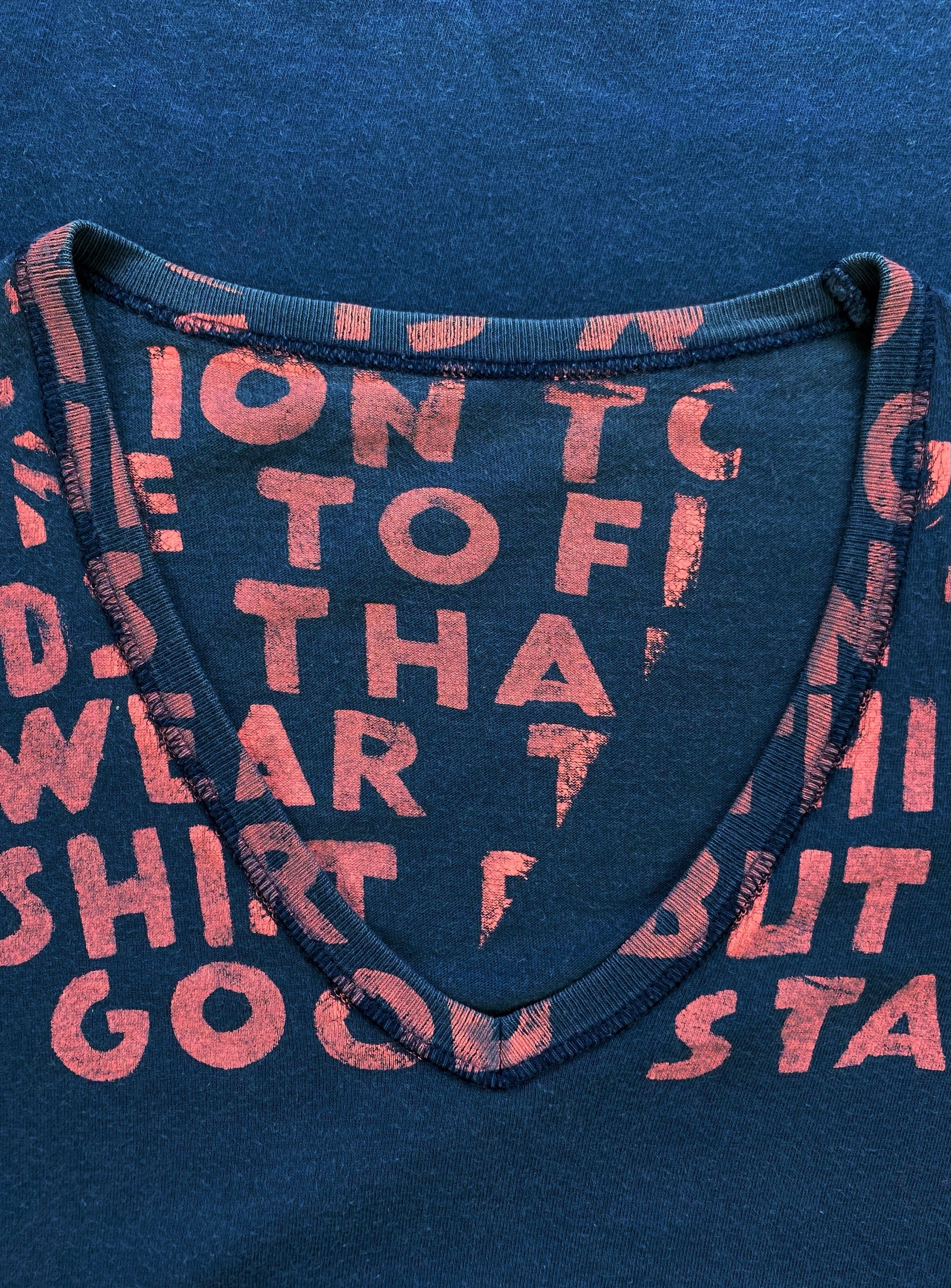 AW04 Maison Margiela ‘Aids’ Navy Blue Script T-Shirt