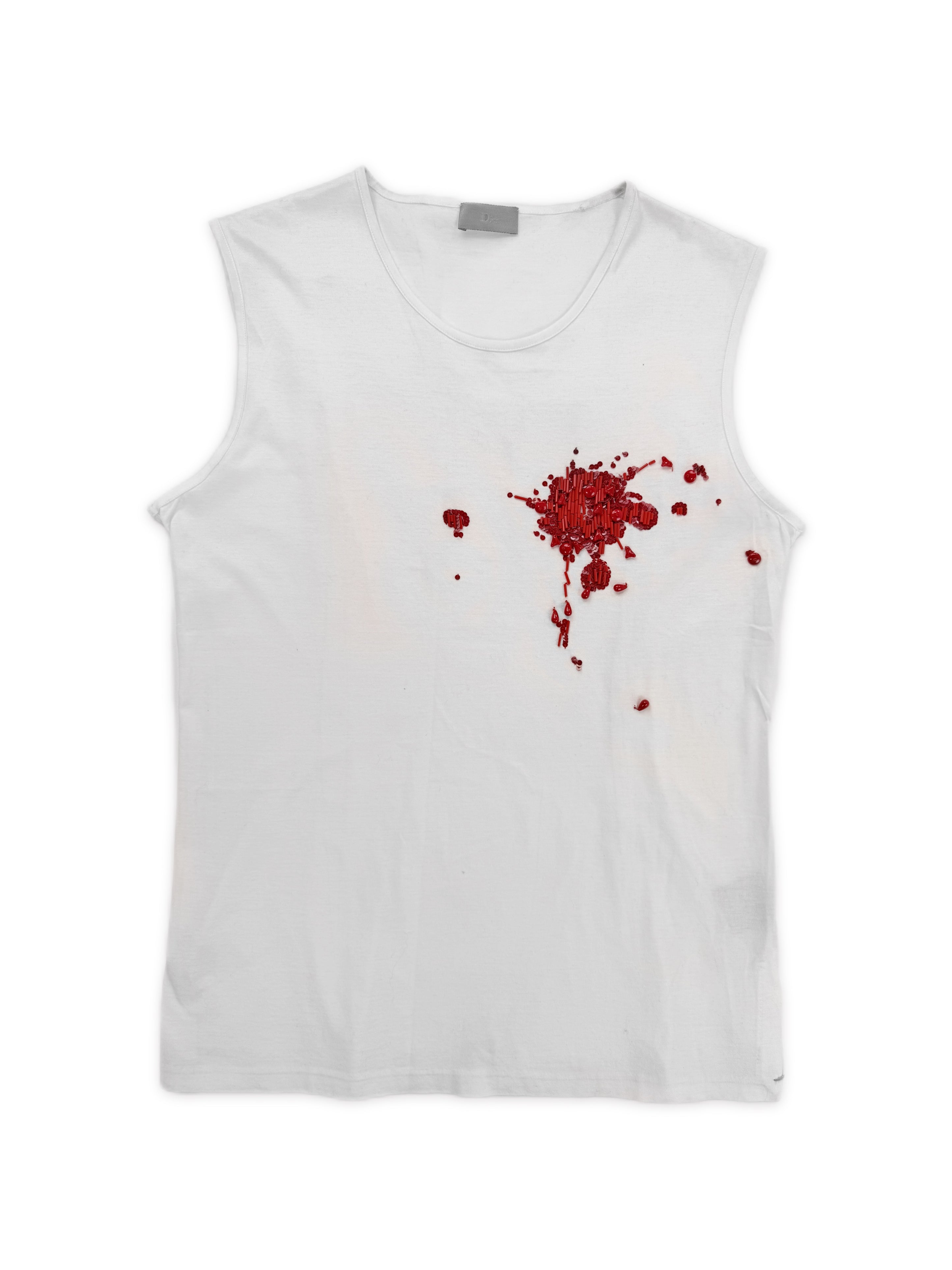 SS02 Dior Homme ‘Blood Wound’ Hedi Slimane Boys Don’t Cry White Beaded Tank Top